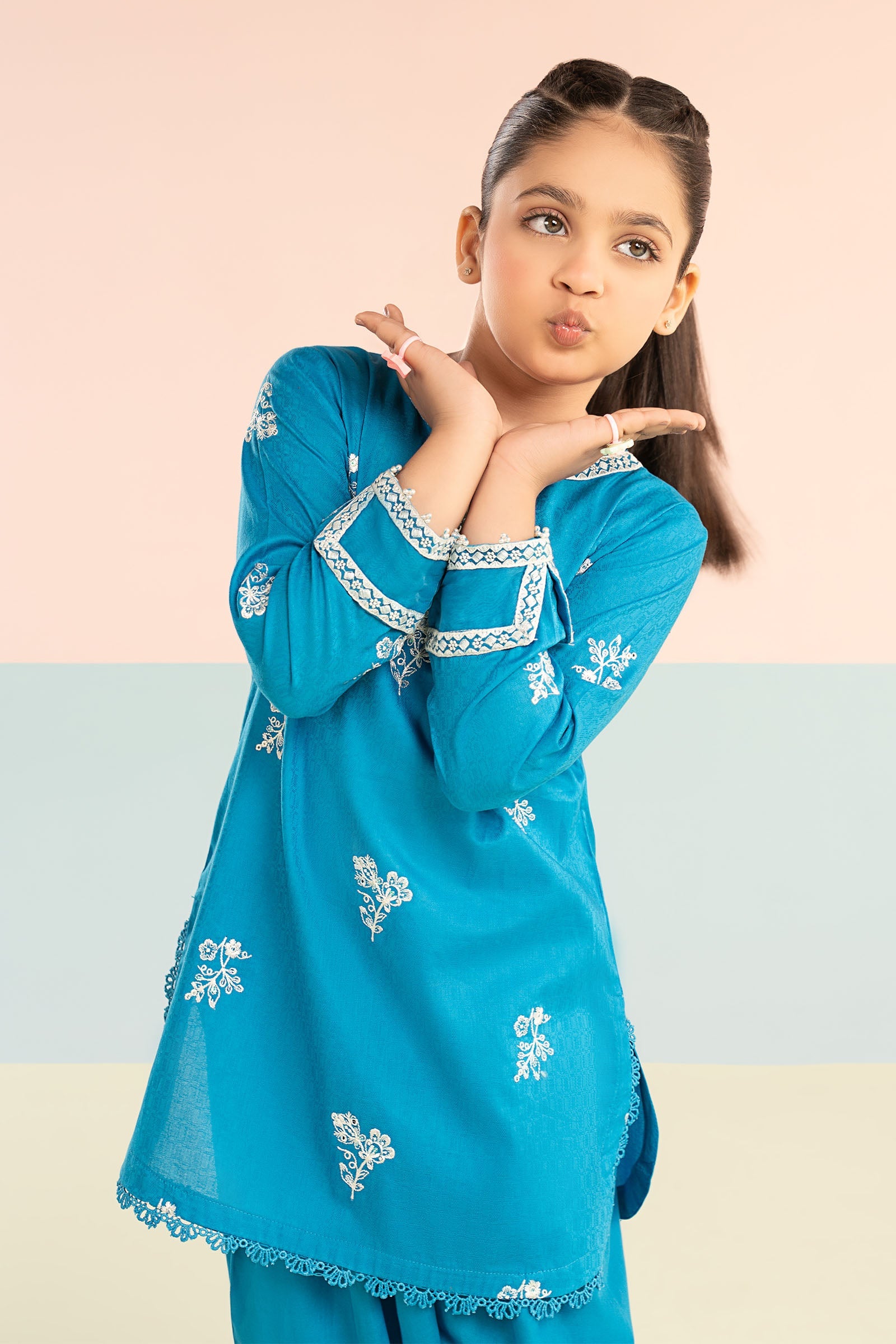 3 Piece Embroidered Dobby Suit
