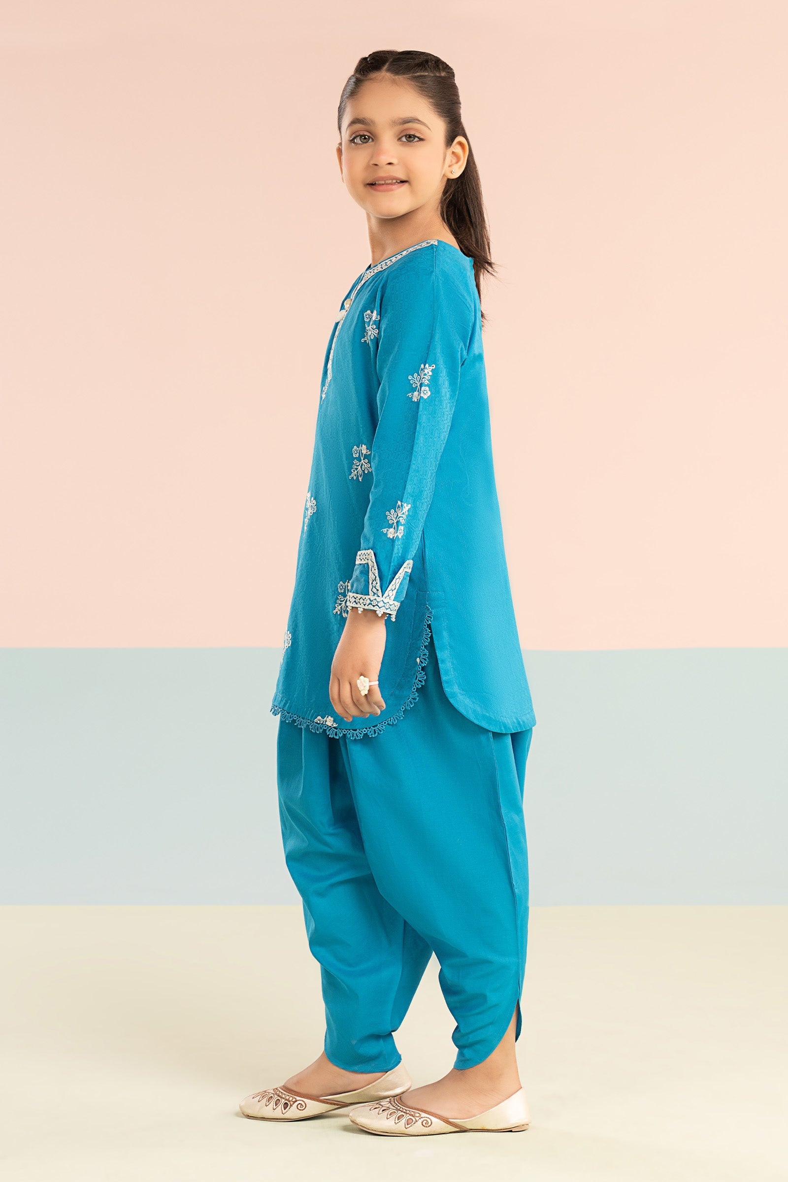 3 Piece Embroidered Dobby Suit