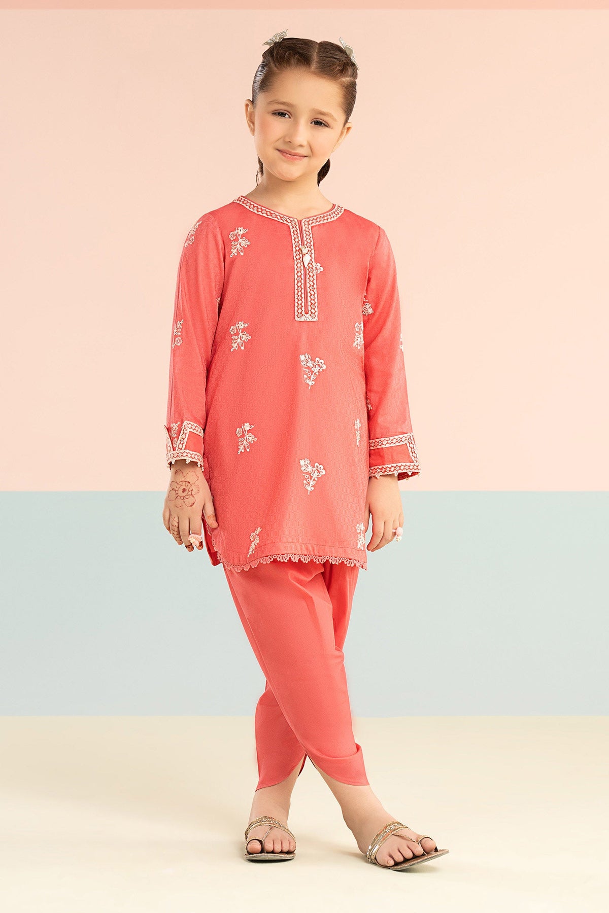 2 Piece Embroidered Dobby Lawn Suit