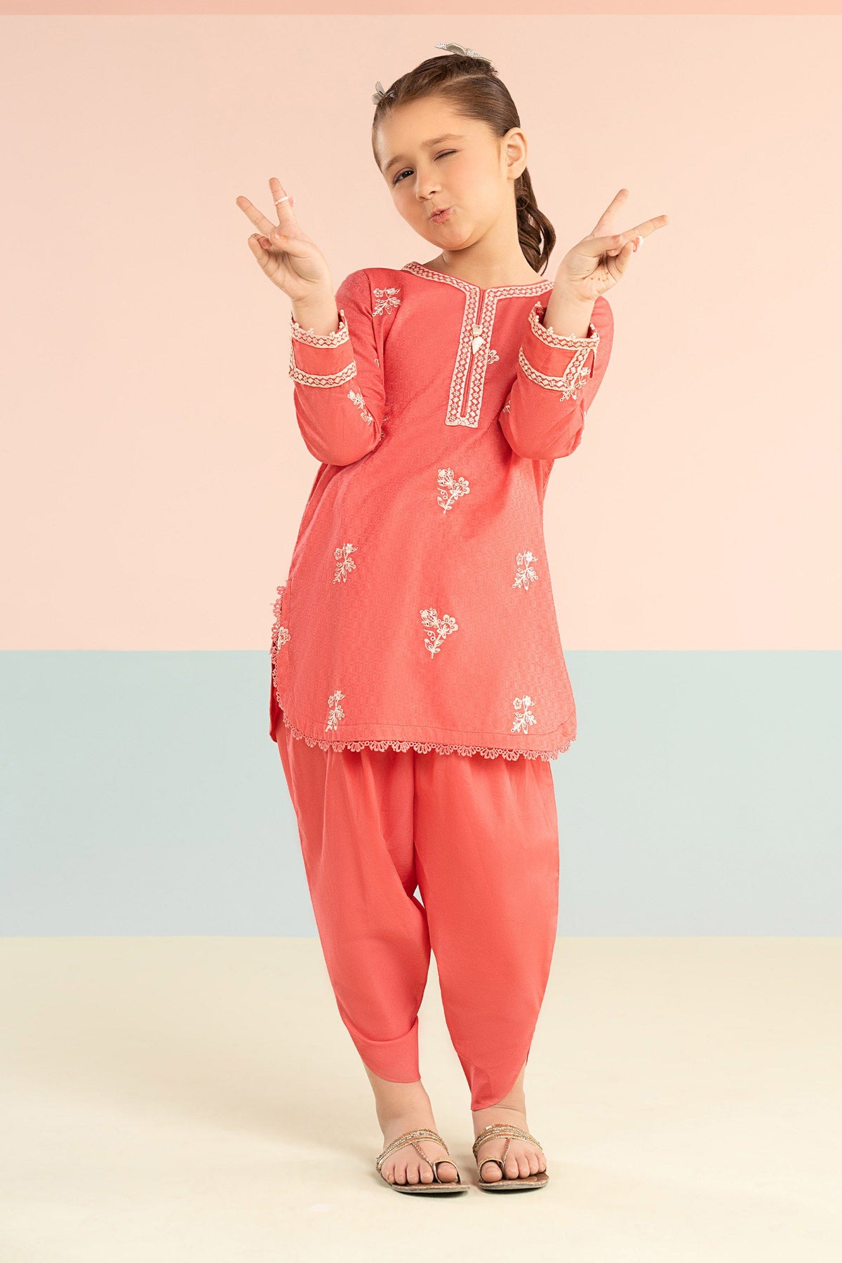 2 Piece Embroidered Dobby Lawn Suit