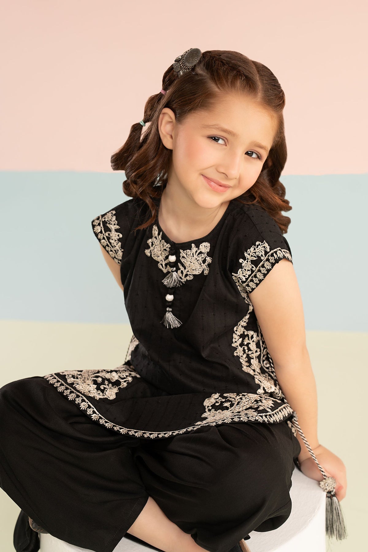 3 Piece Embroidered Brochia Jacquard Suit