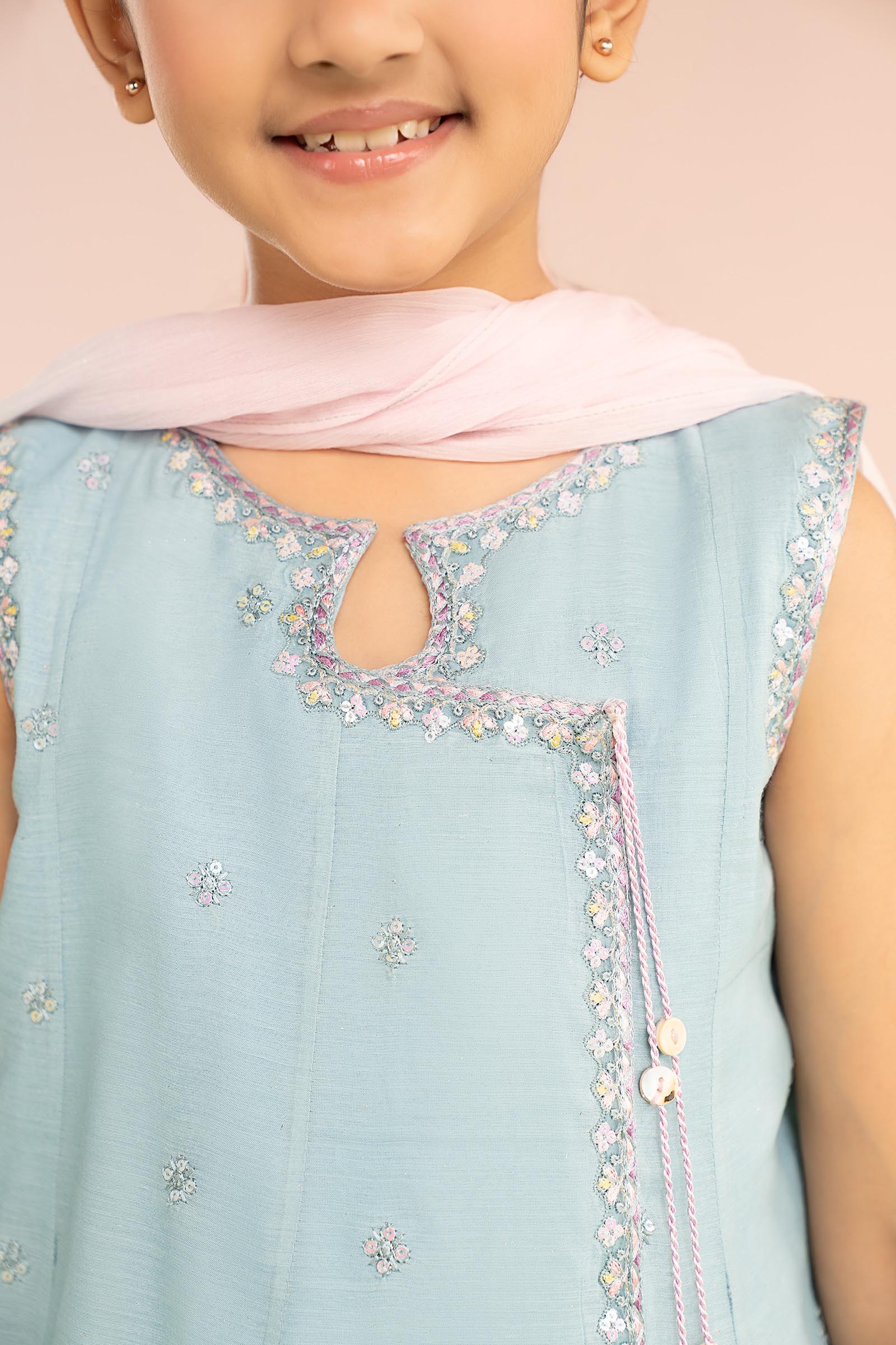 3 Piece Embroidered Paper Cotton Suit