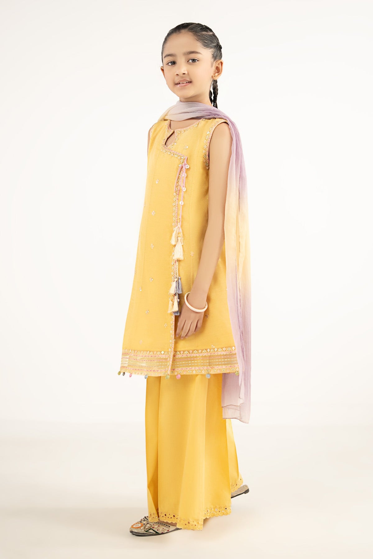 3 Piece Embroidered Paper Cotton Suit