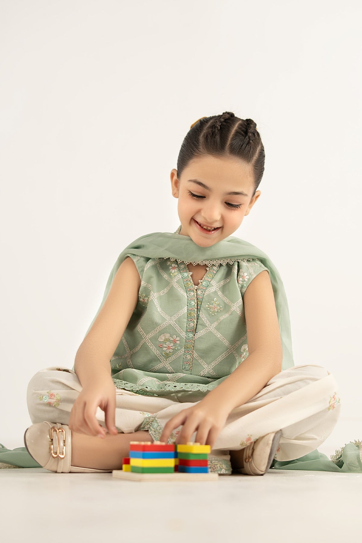 3 Piece Embroidered Dobby Lawn Suit