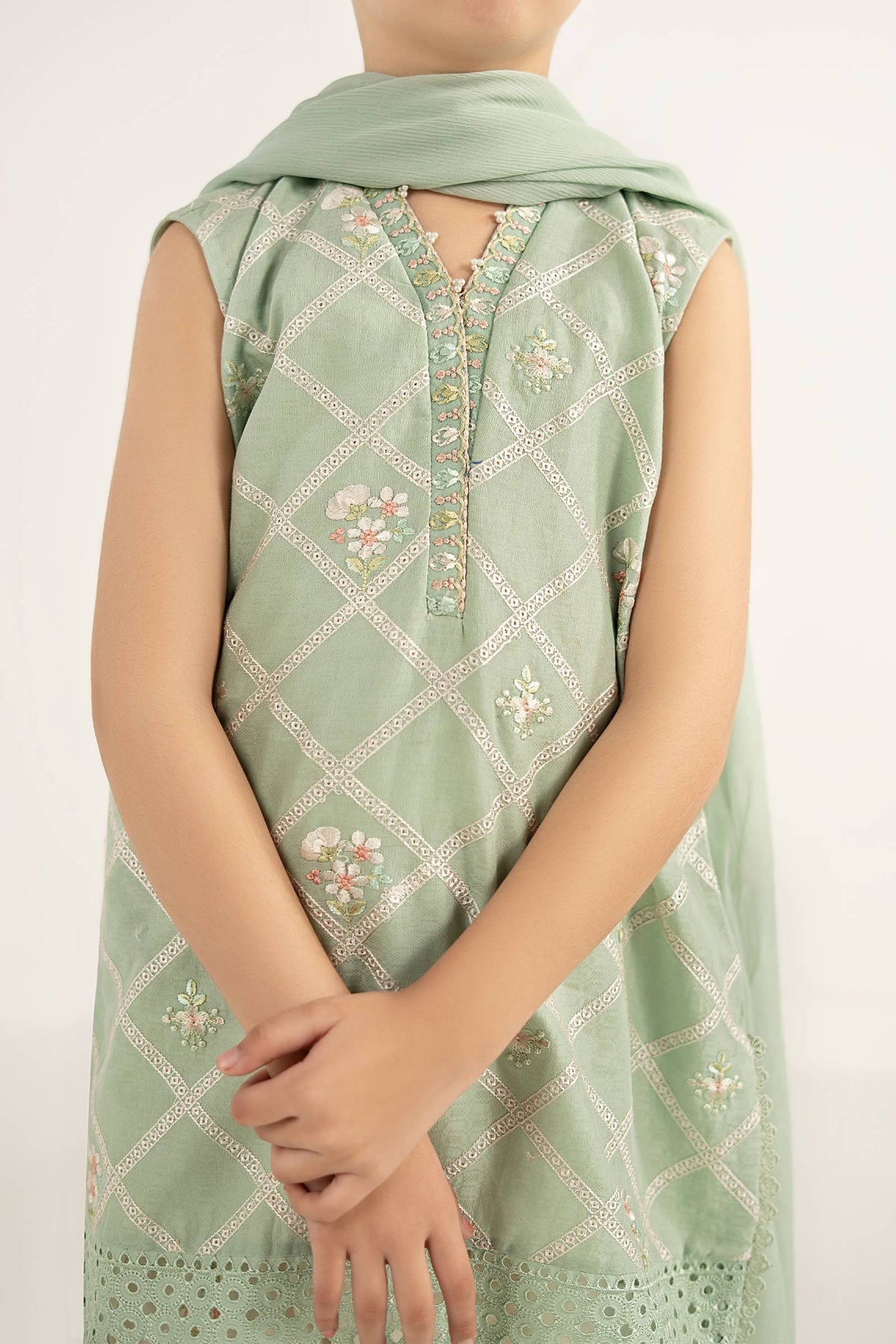 3 Piece Embroidered Dobby Lawn Suit