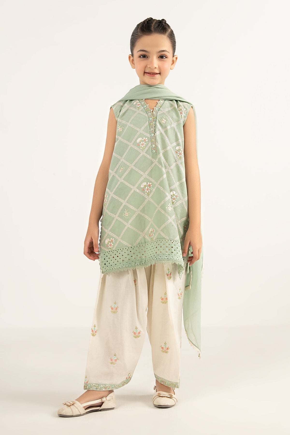 3 Piece Embroidered Dobby Lawn Suit
