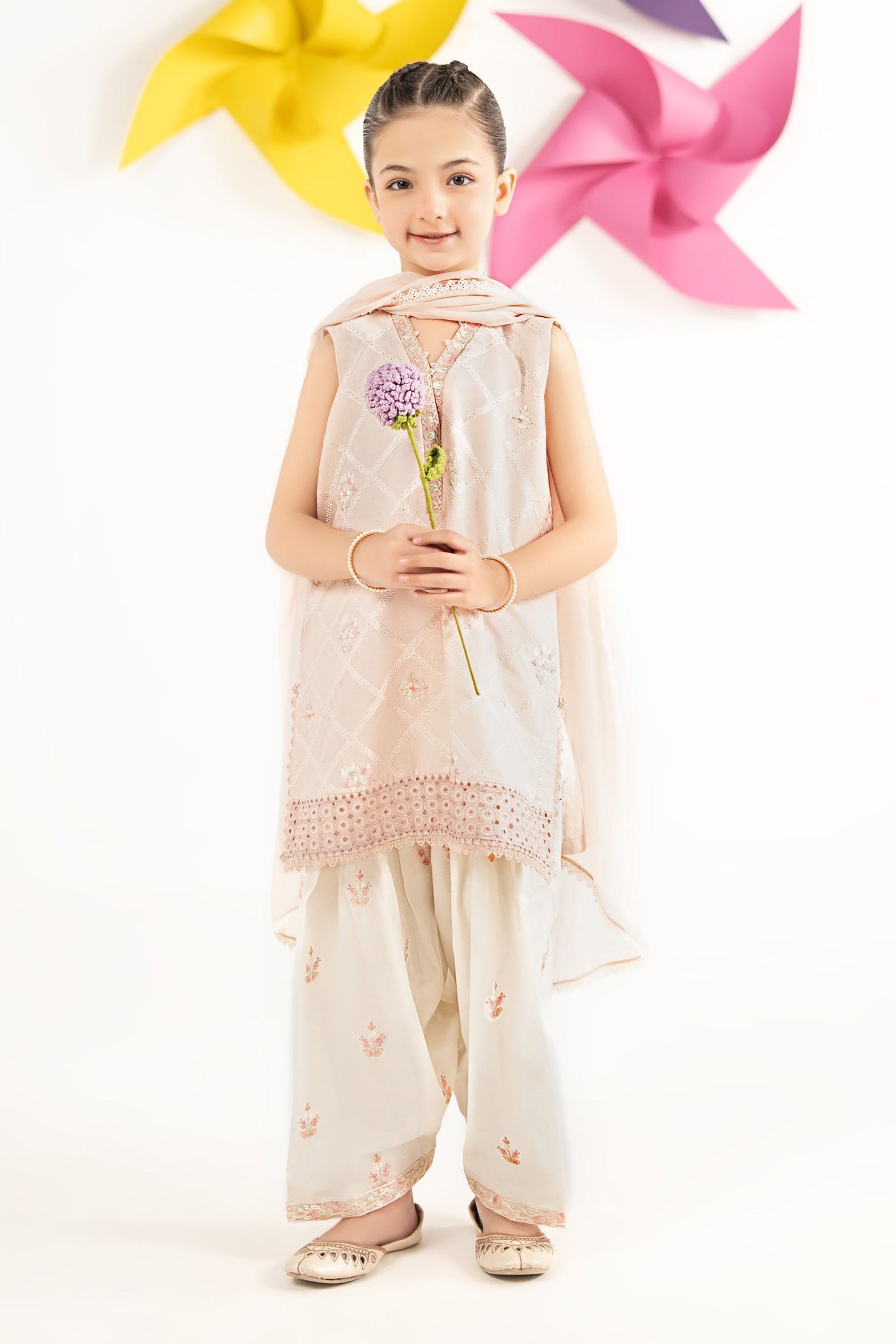 3 Piece Embroidered Dobby Lawn Suit