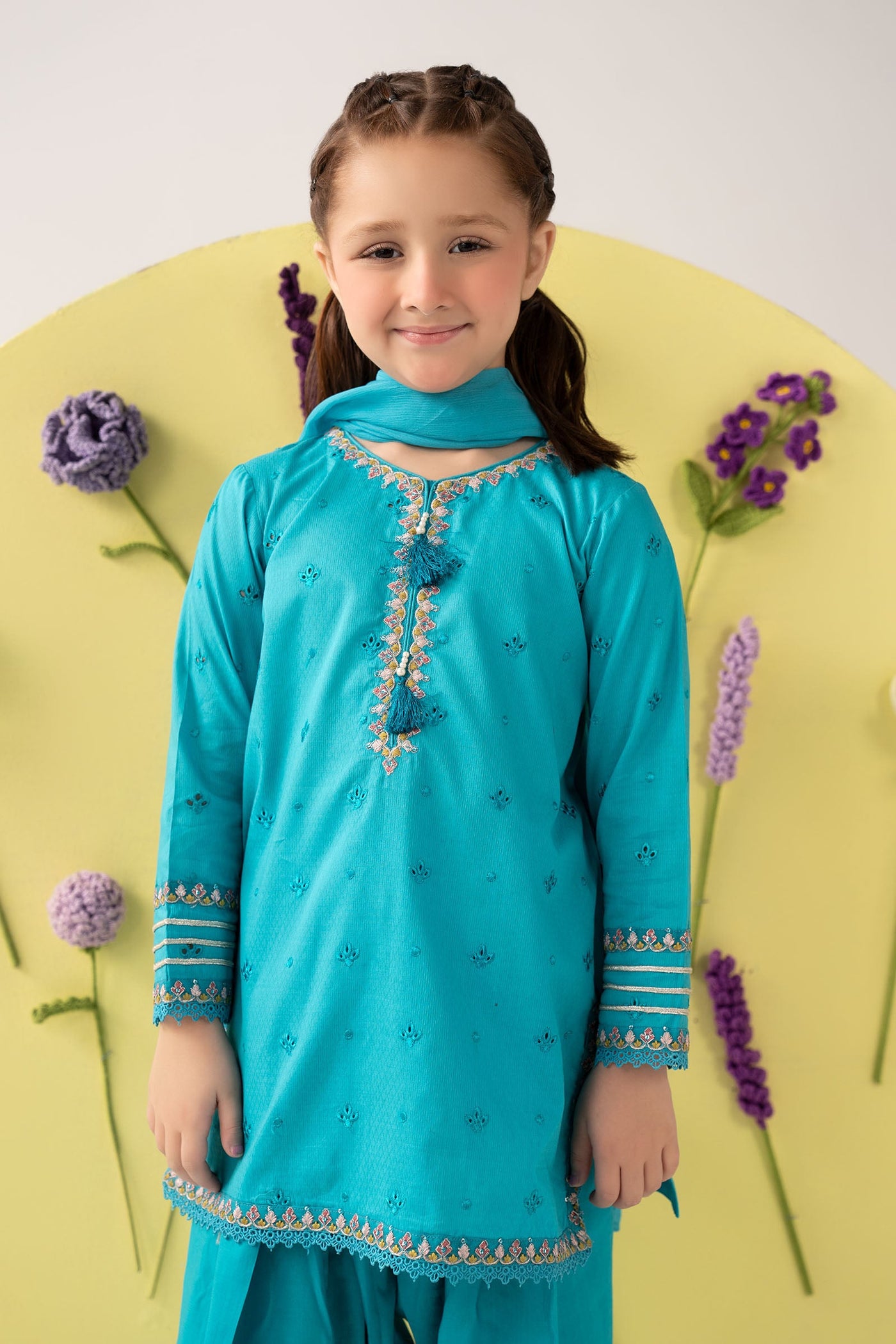 3 Piece Embroidered Dobby Lawn Suit