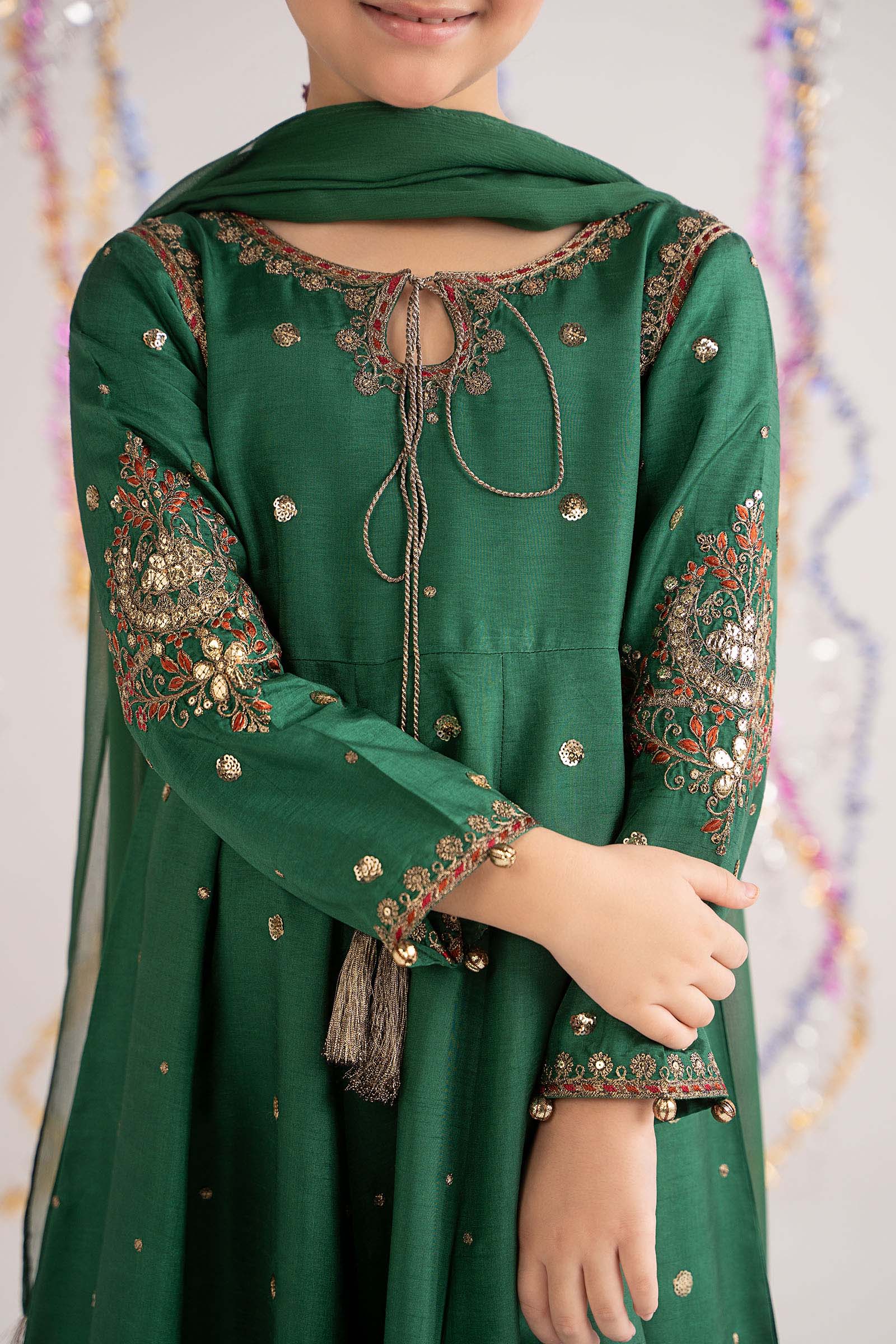 3 Piece Embroidered Bamberg Raw Silk Suit