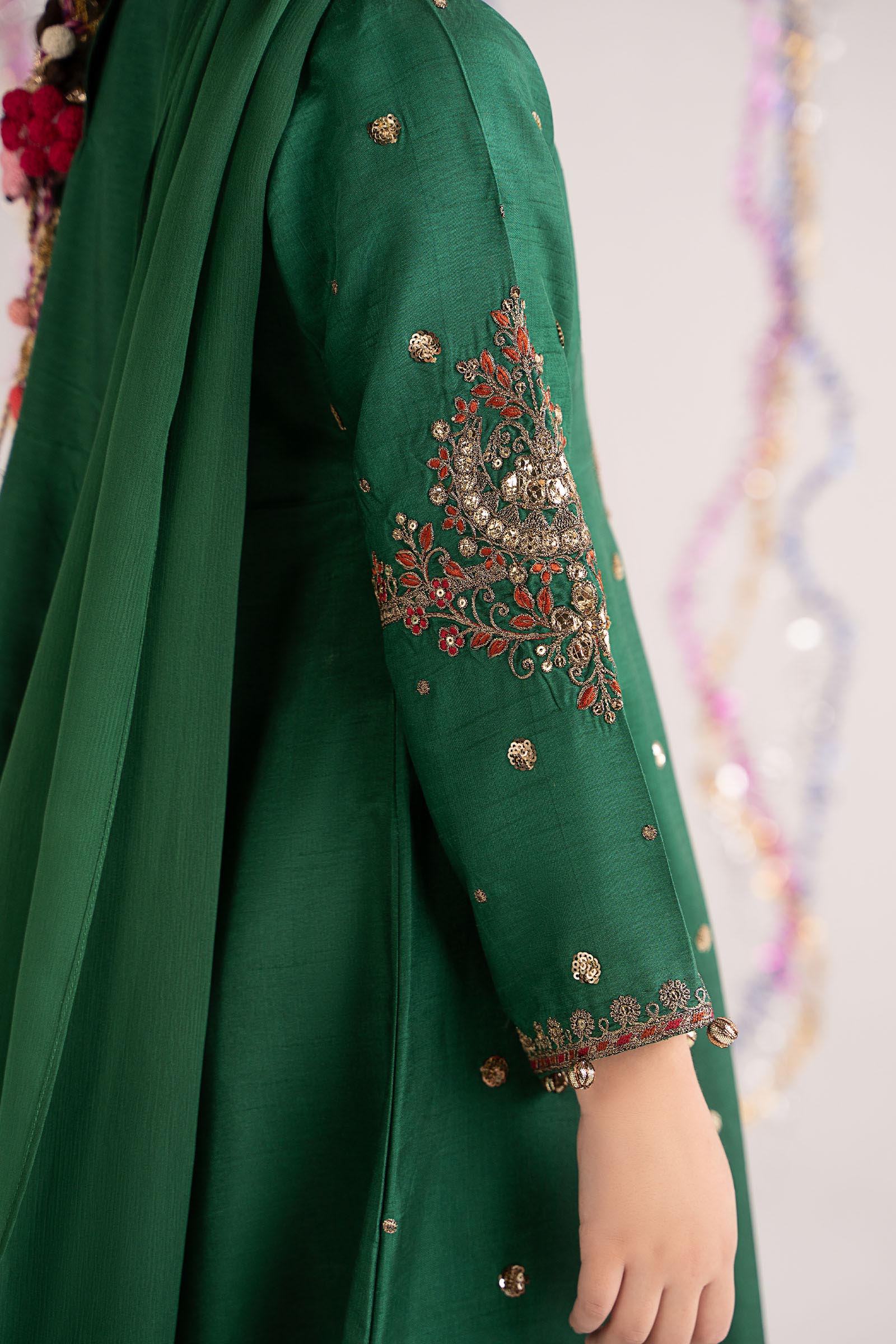 3 Piece Embroidered Bamberg Raw Silk Suit