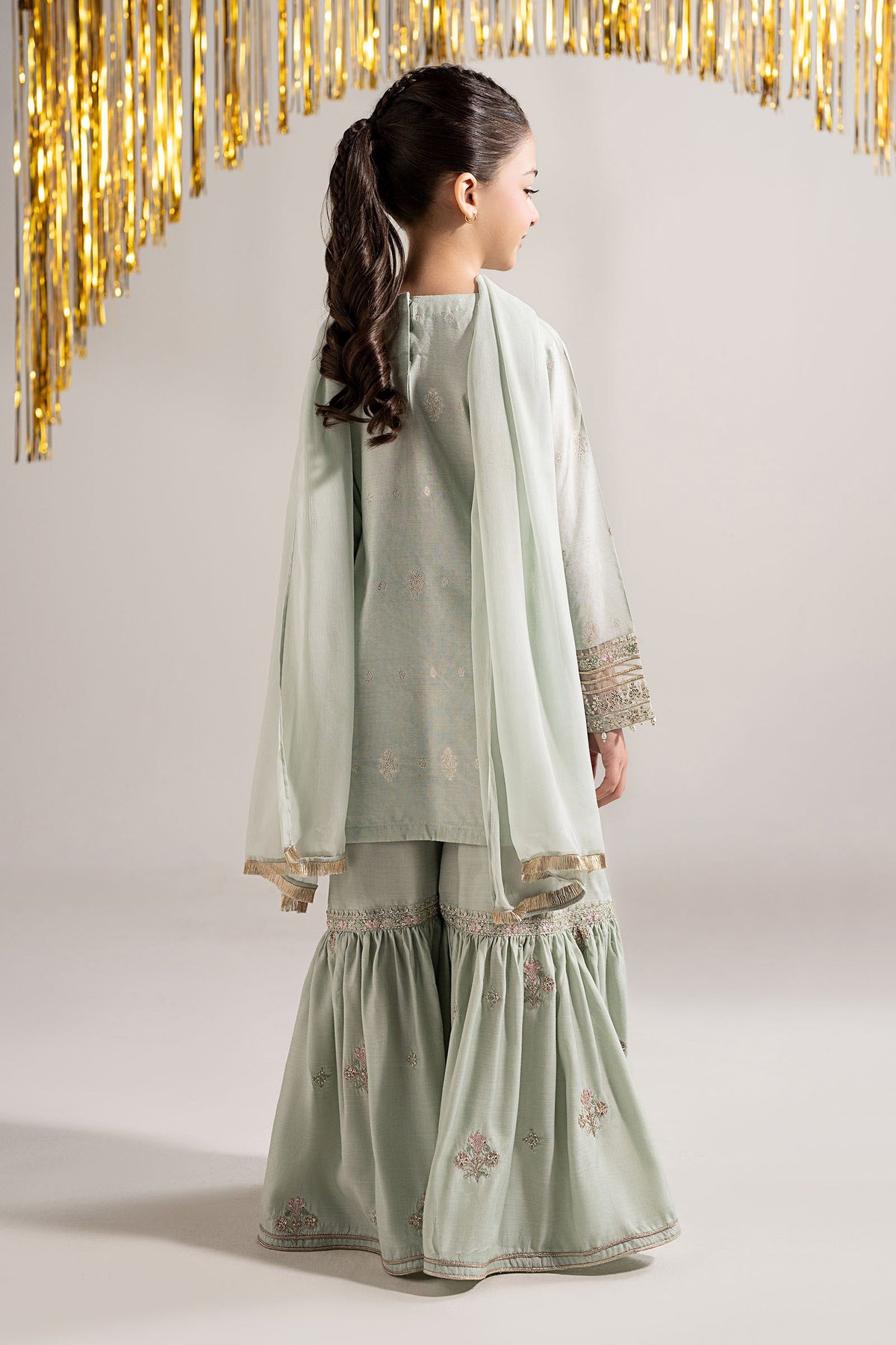 3 Piece Embroidered Staple Lurex Suit