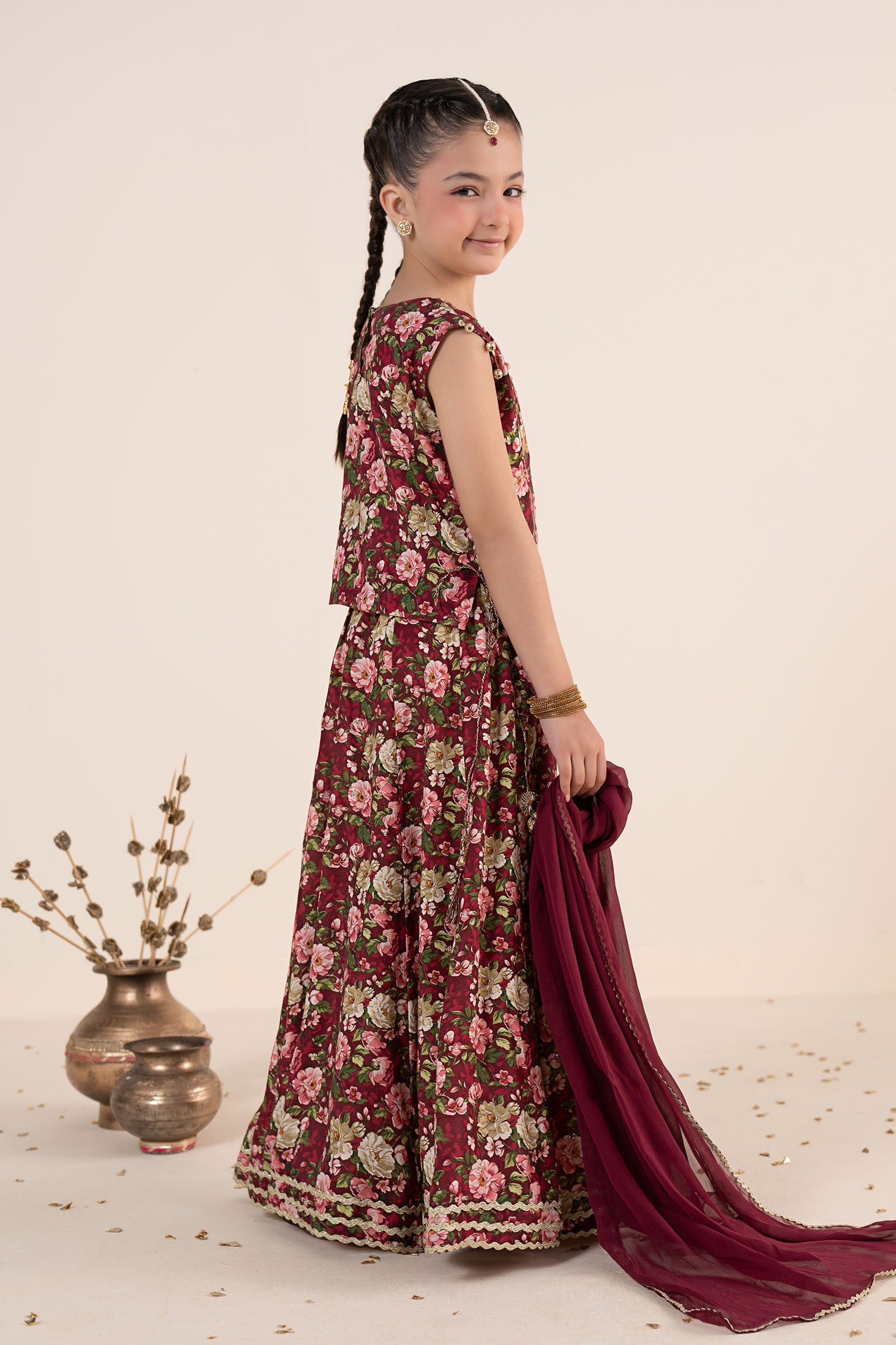 3 Piece Embroidered Raw Silk Suit