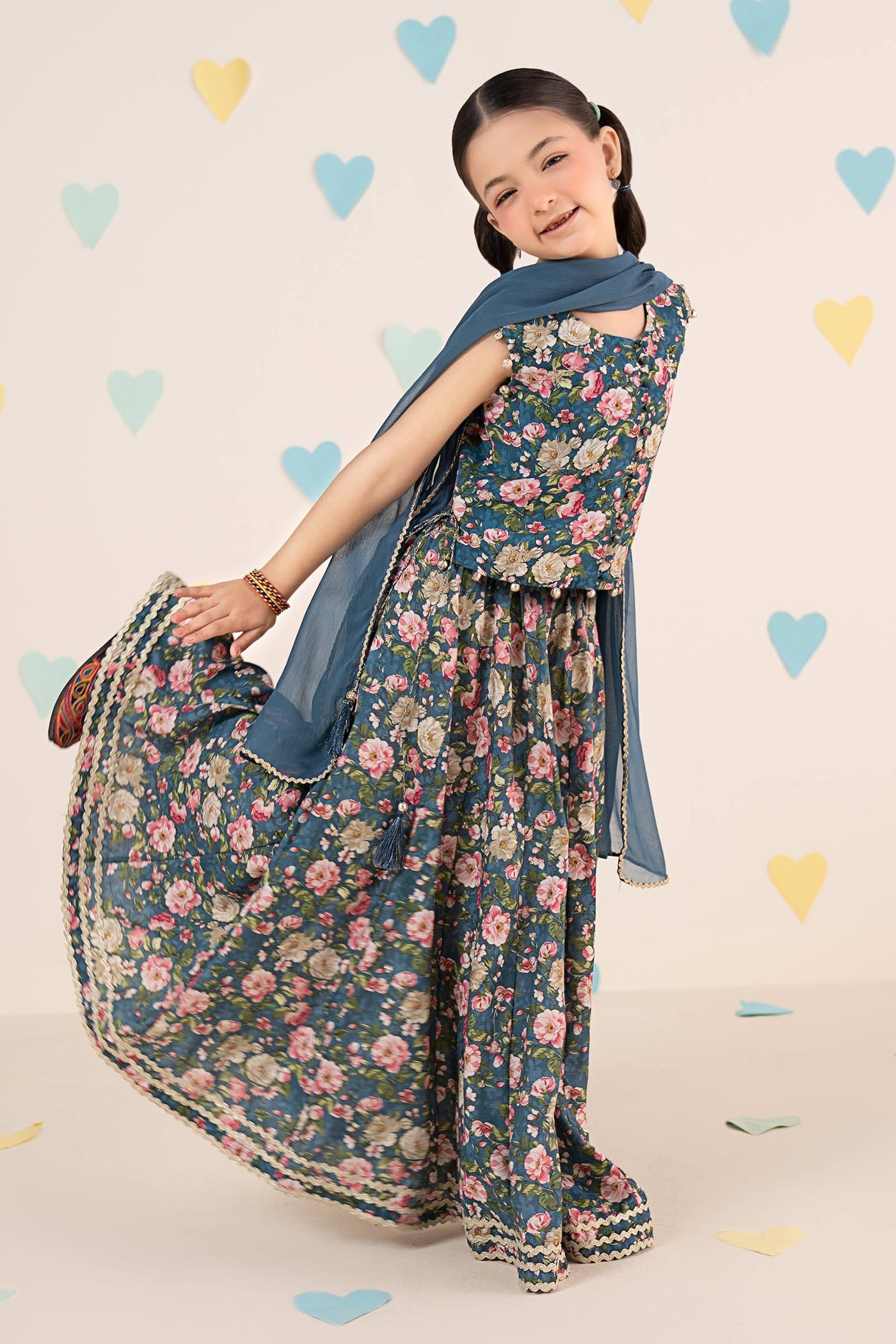 3 Piece Embroidered Raw Silk Suit