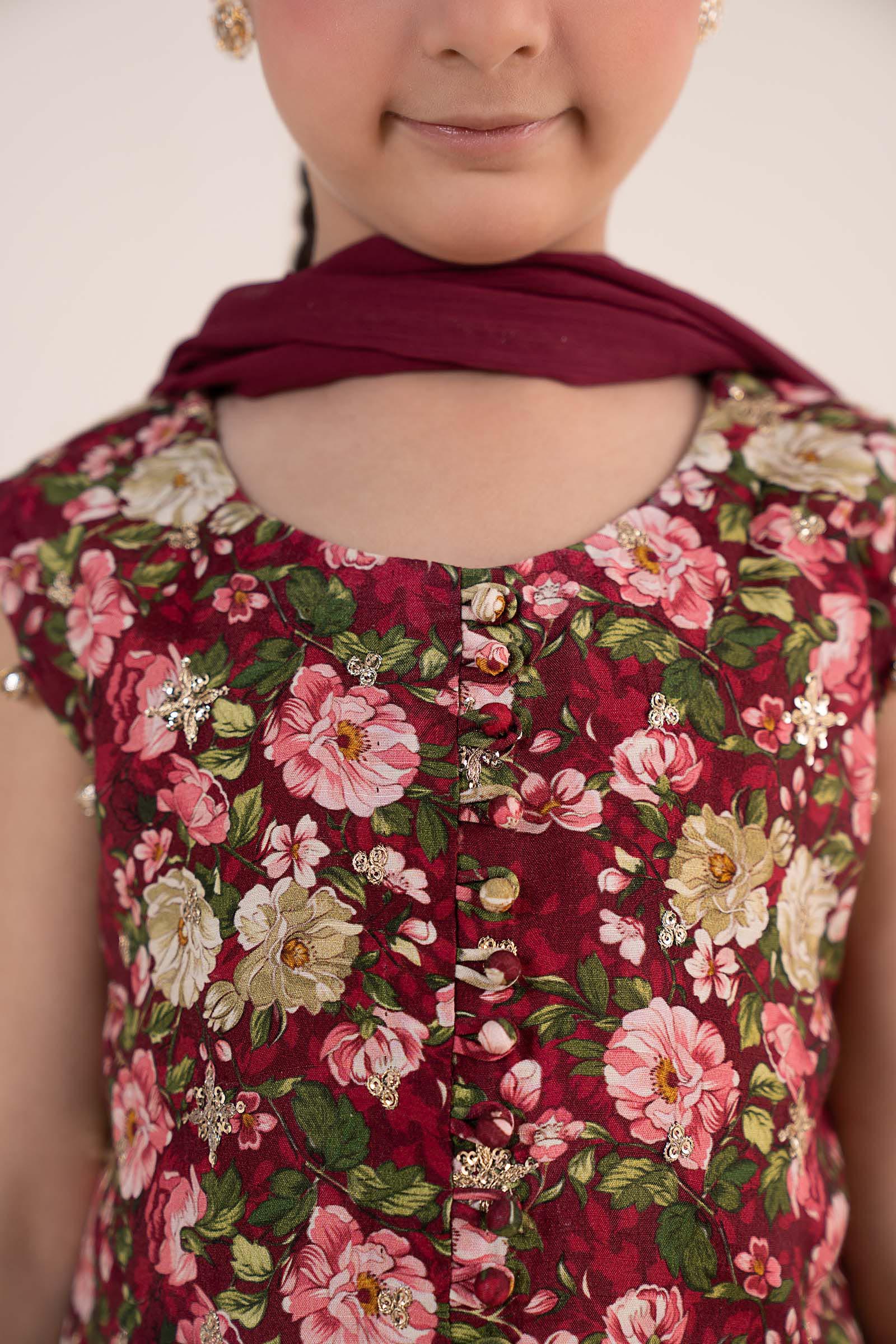 3 Piece Embroidered Raw Silk Suit