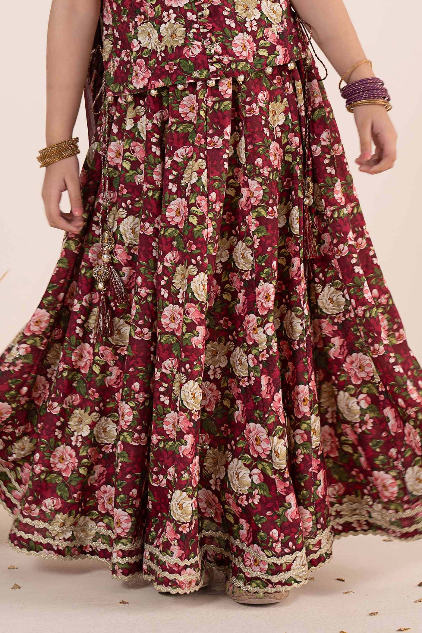 3 Piece Embroidered Raw Silk Suit