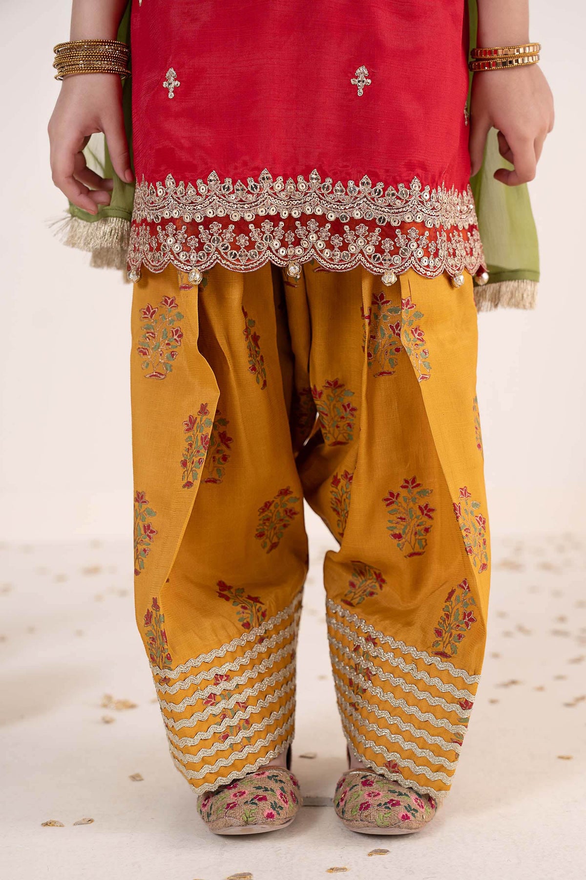 3 Piece Embroidered Raw Silk Suit