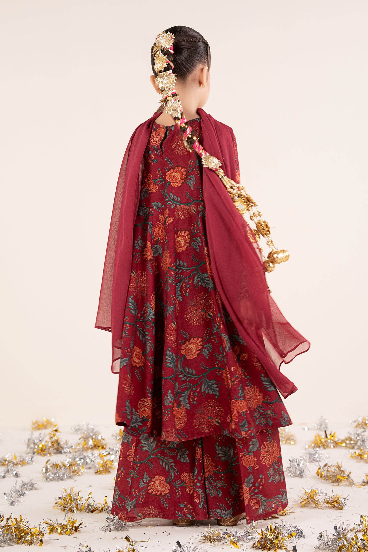 3 Piece Embroidered Raw Silk Suit