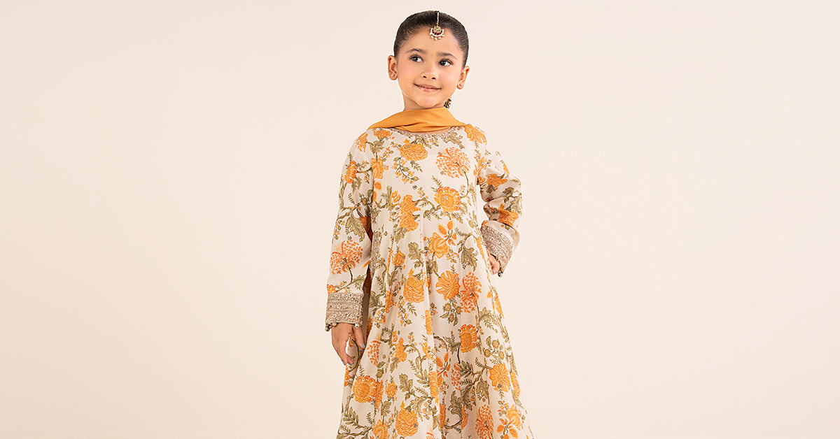 3 Piece Embroidered Raw Silk Suit