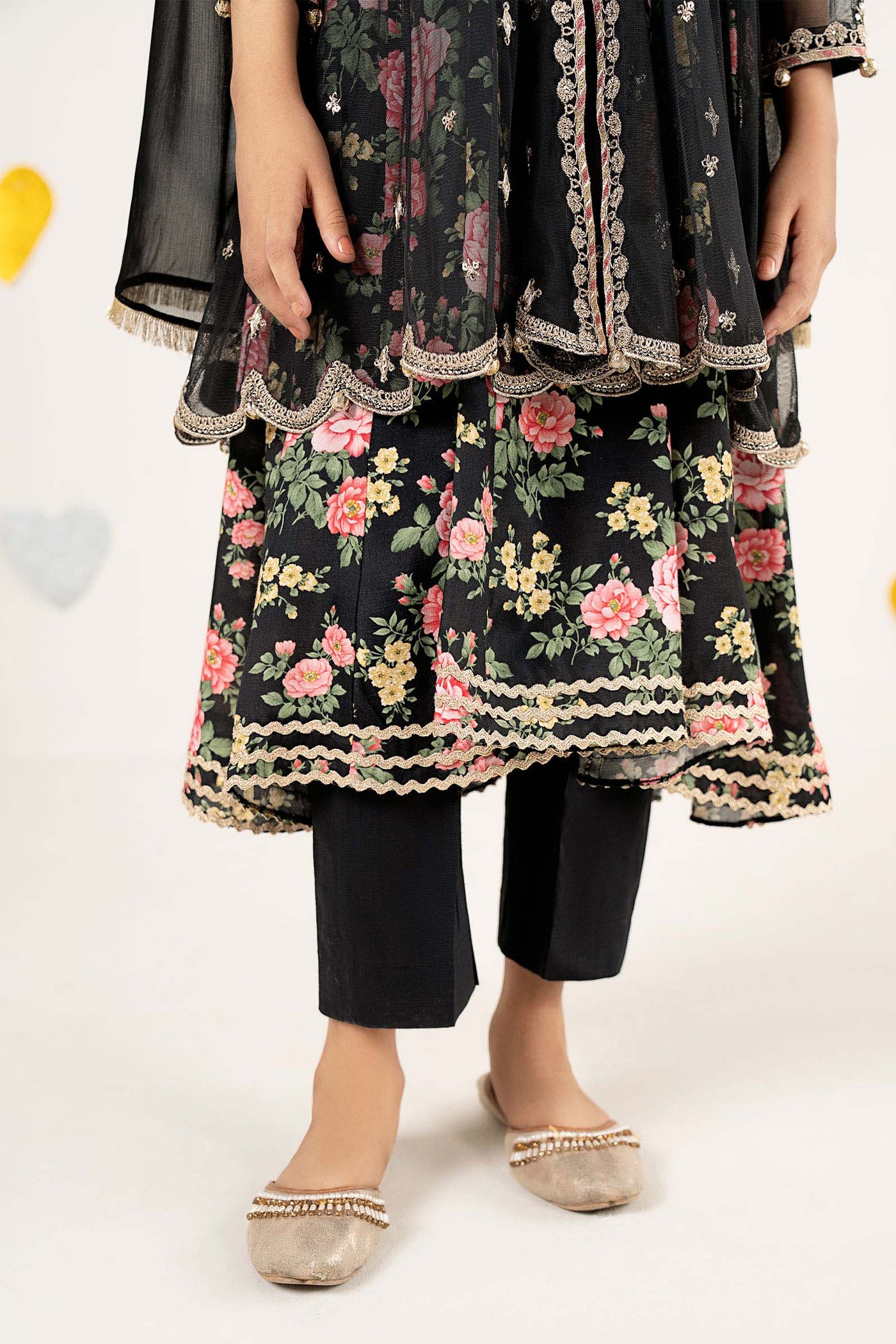 4 Piece Embroidered Net Suit