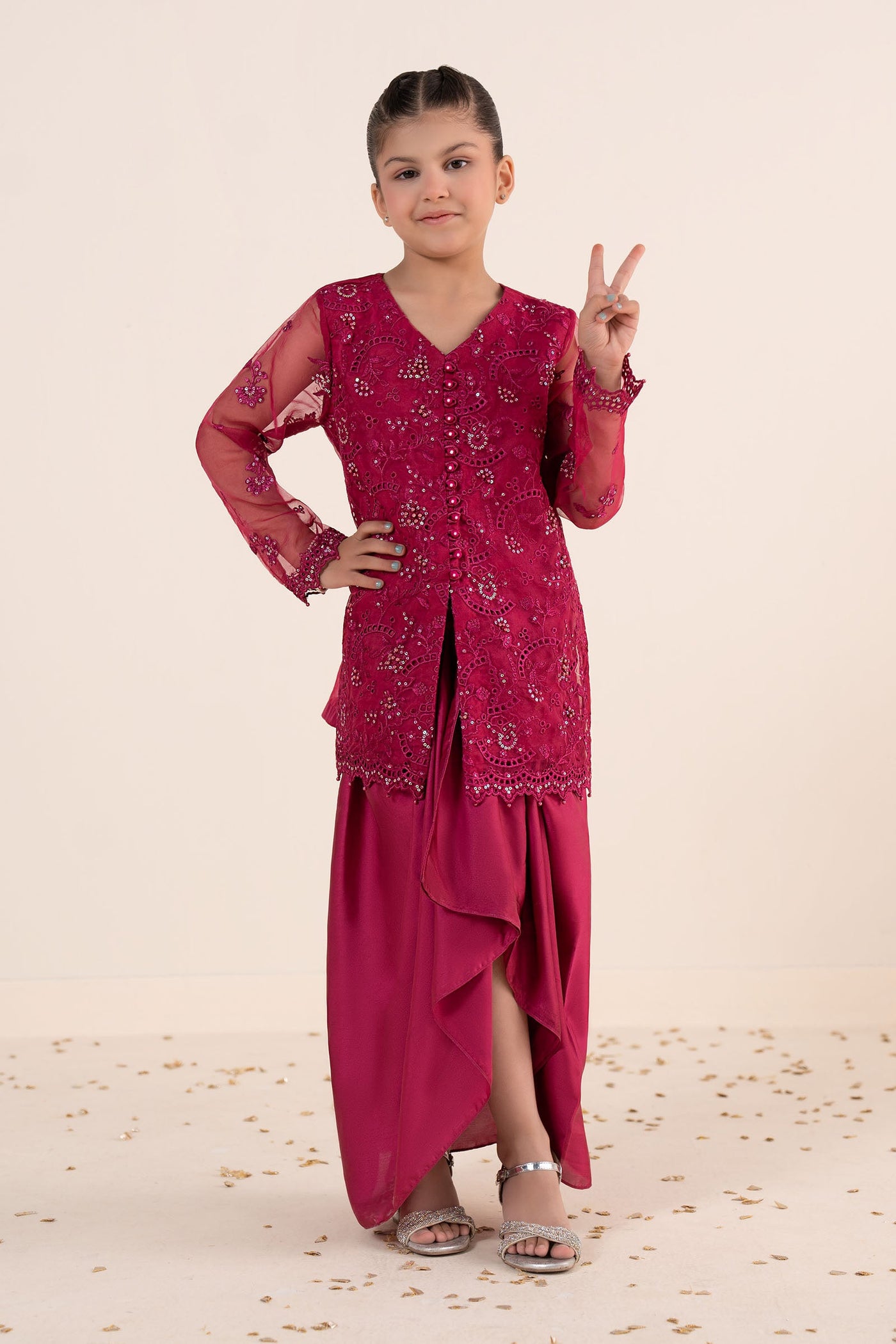 2 Piece Embroidered Organza Suit