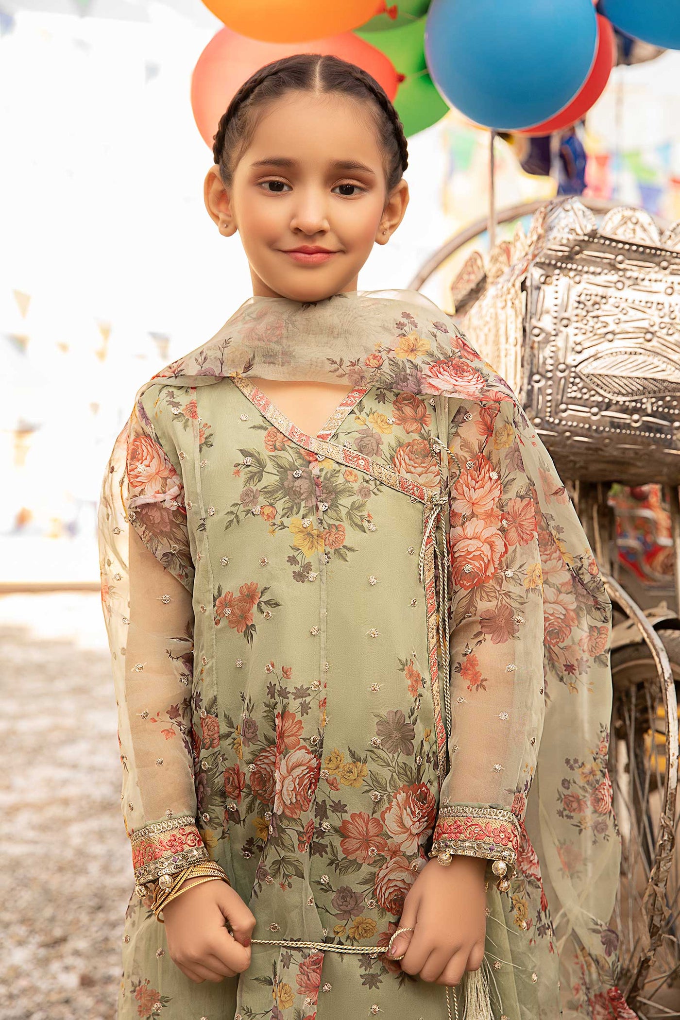 3 Piece Embroidered Organza Suit
