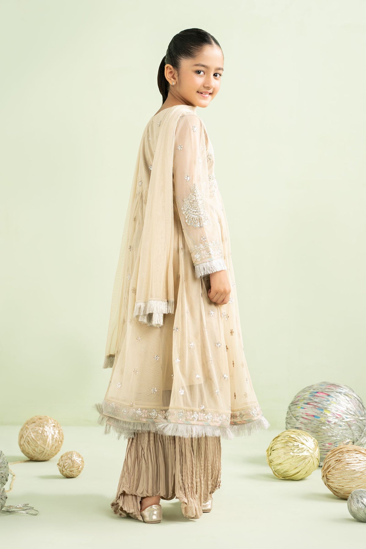 2 Piece Embroidered Net Suit