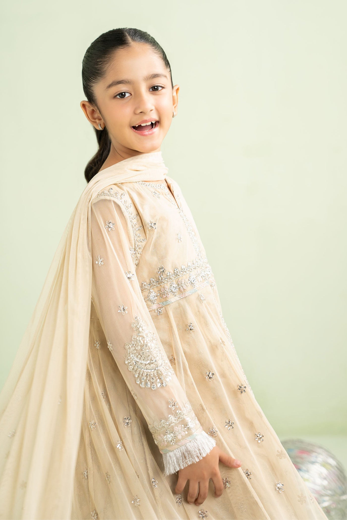 2 Piece Embroidered Net Suit