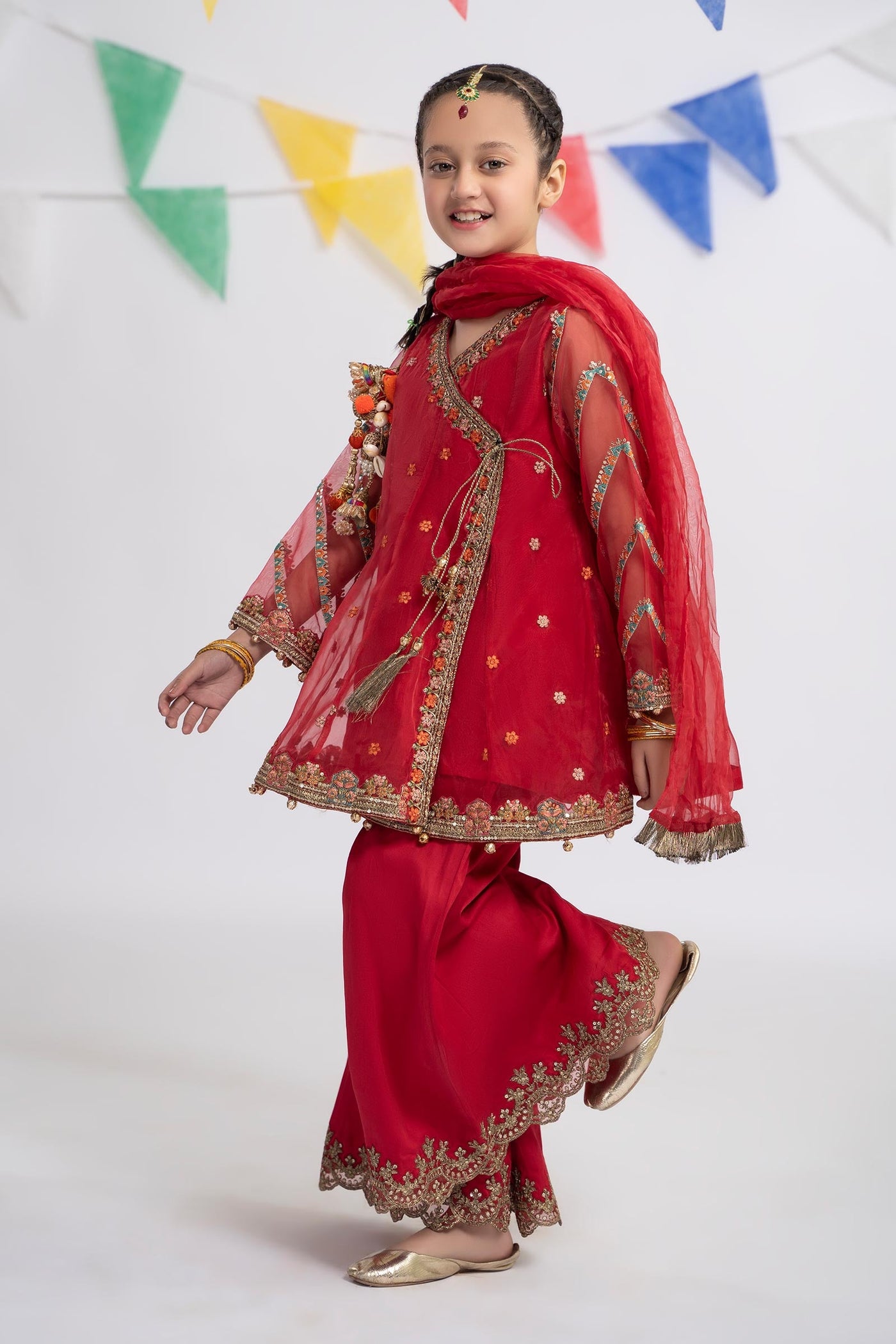 3 Piece Embroidered Organza Suit
