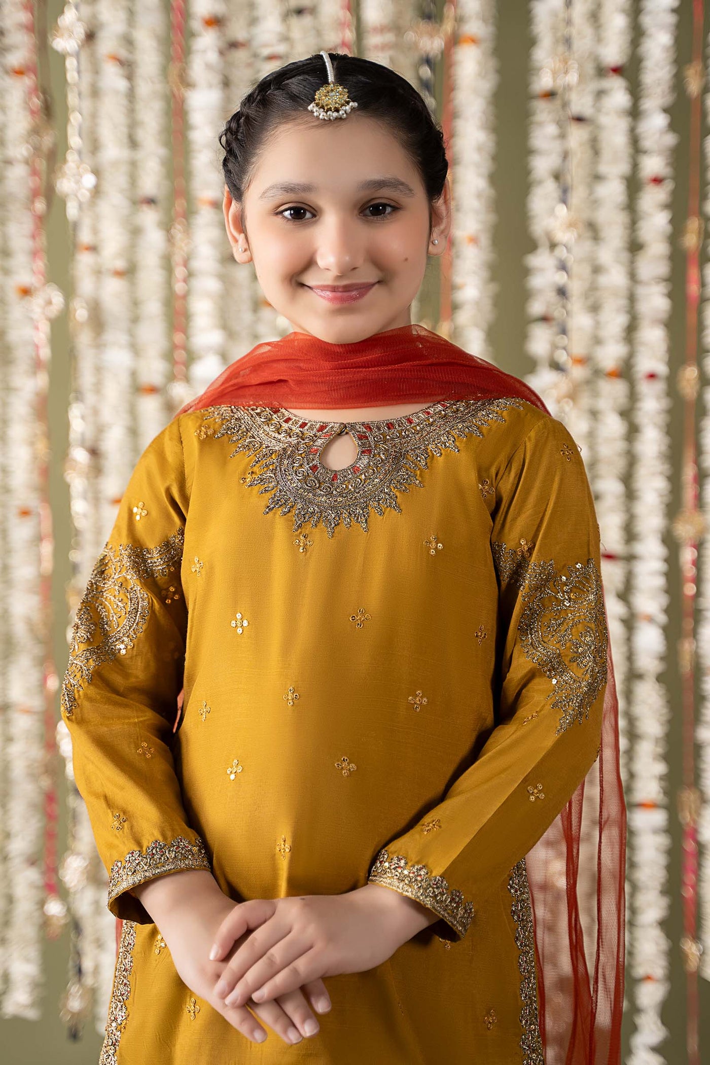 3 Piece Embroidered Raw Silk Suit