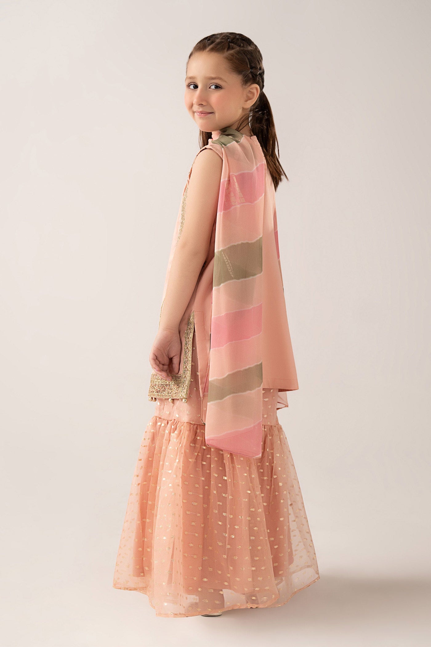 3 Piece Embroidered Cotton Satin Suit