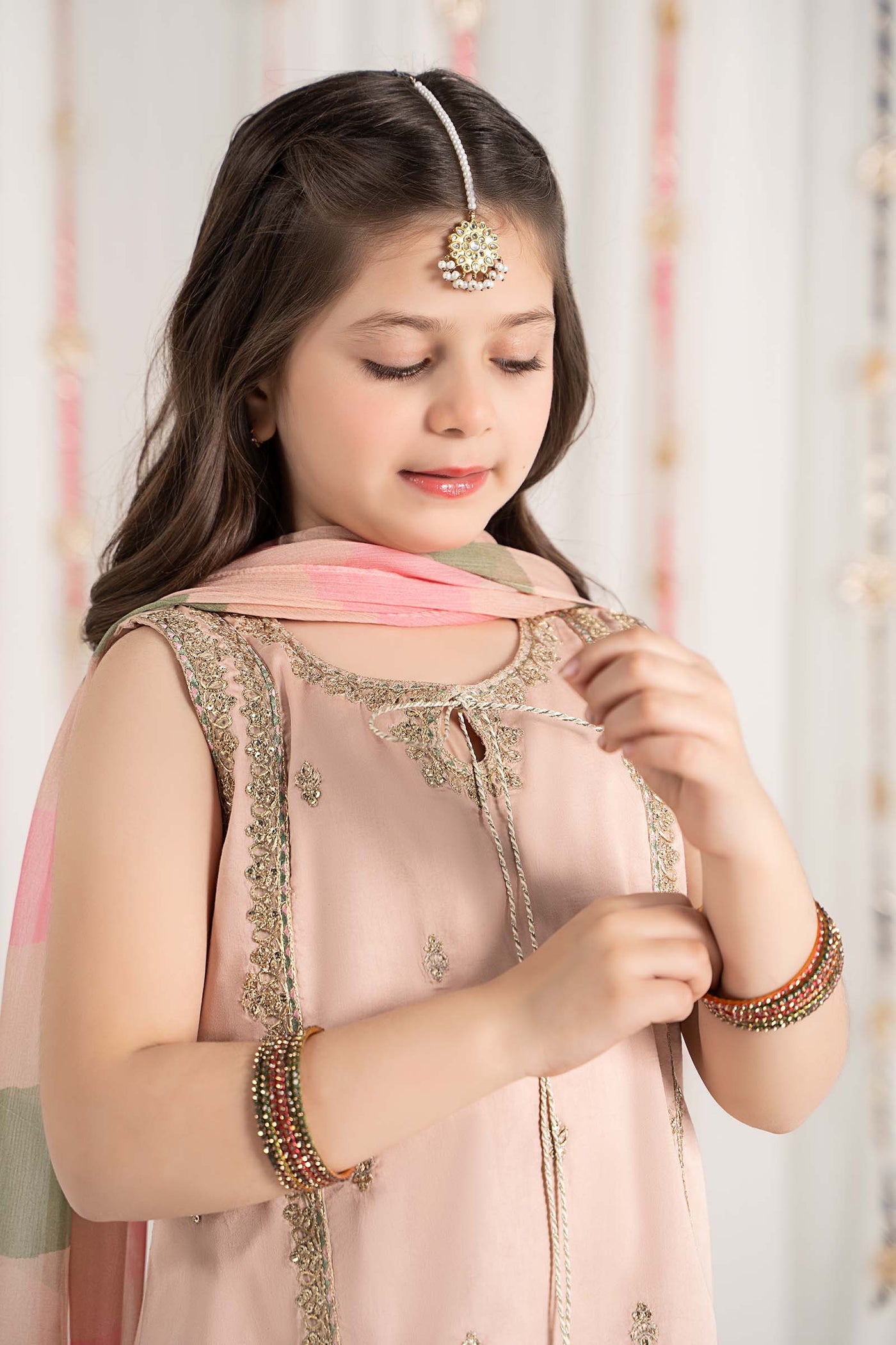 3 Piece Embroidered Cotton Satin Suit