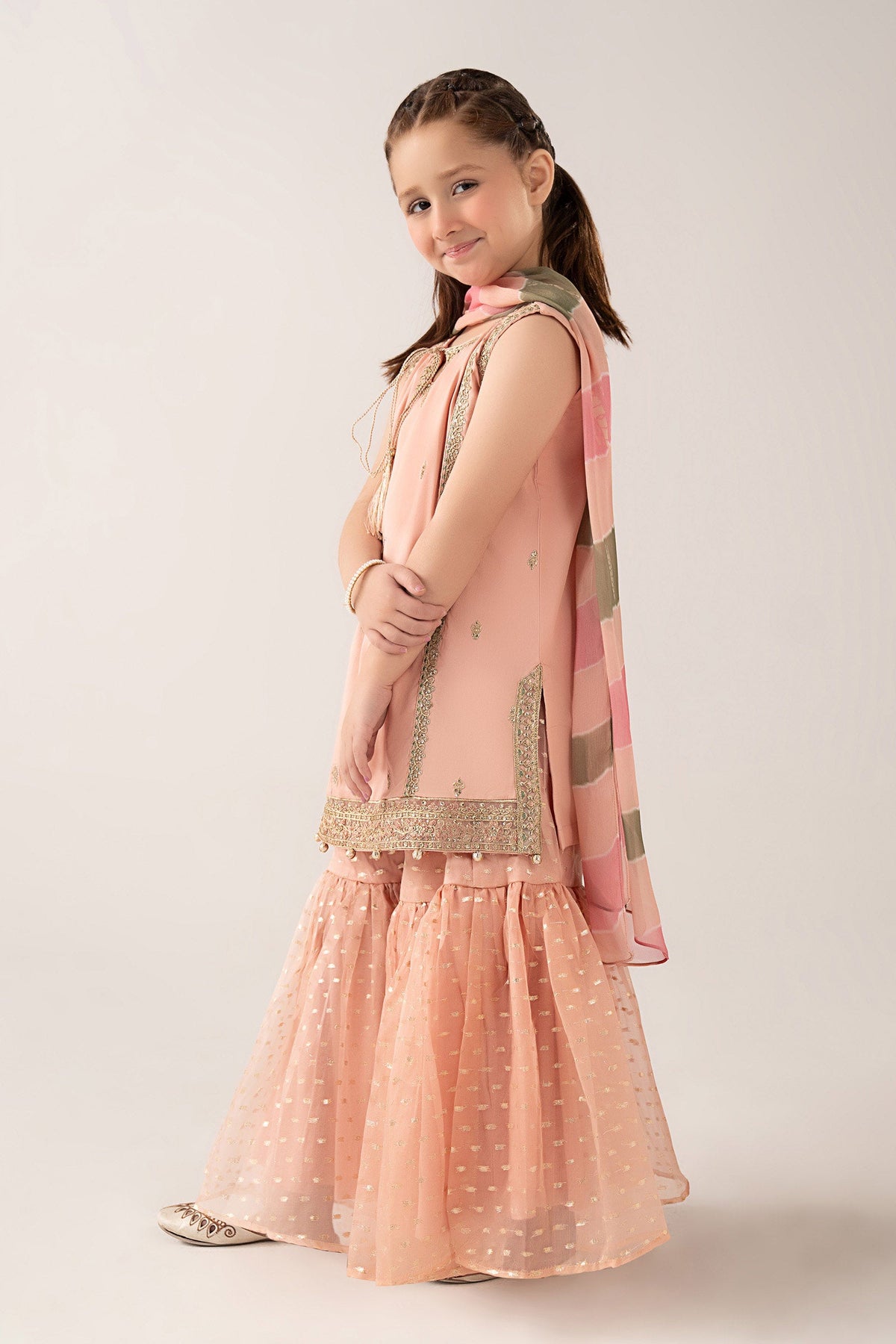 3 Piece Embroidered Cotton Satin Suit