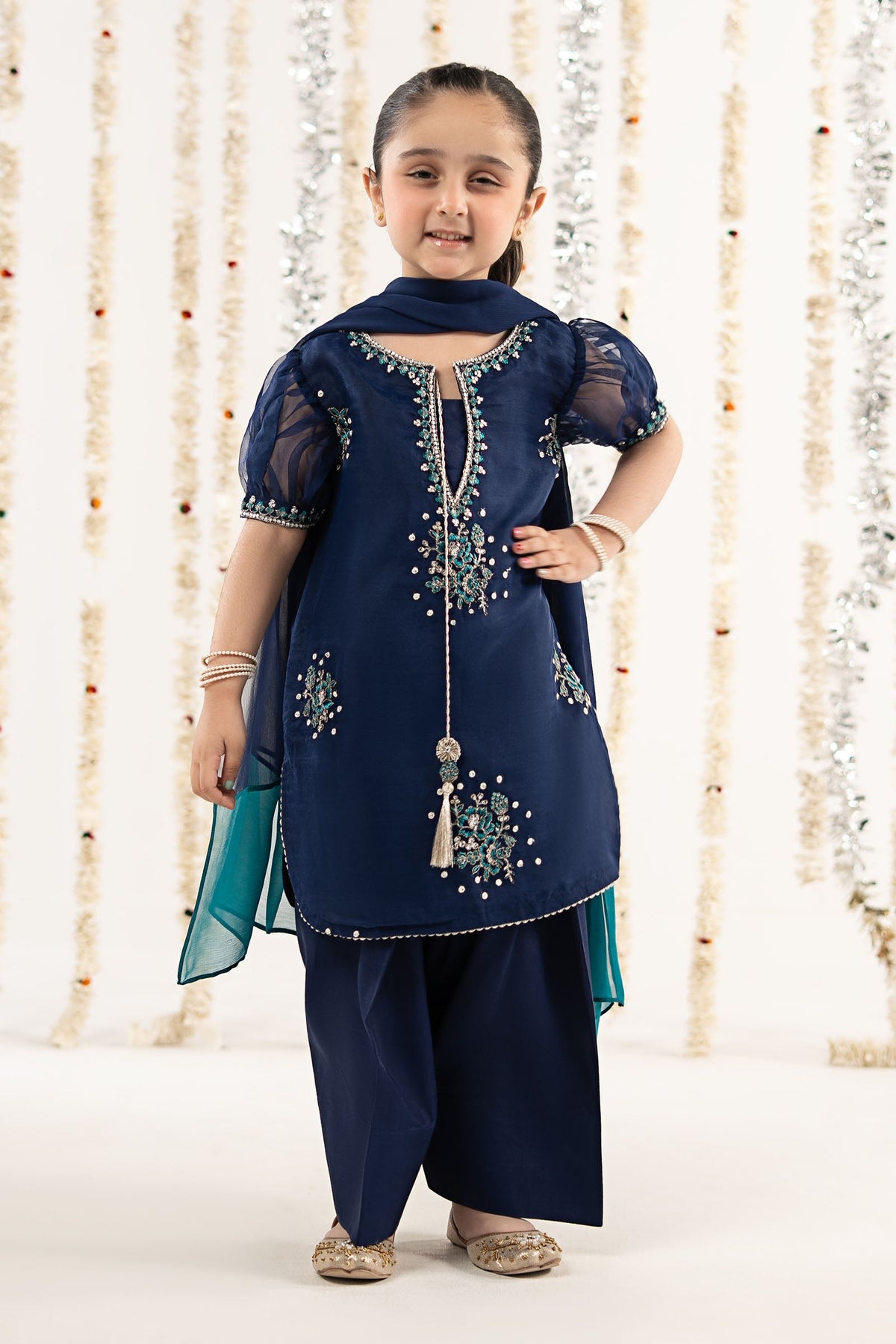 3 Piece Embroidered Organza Suit