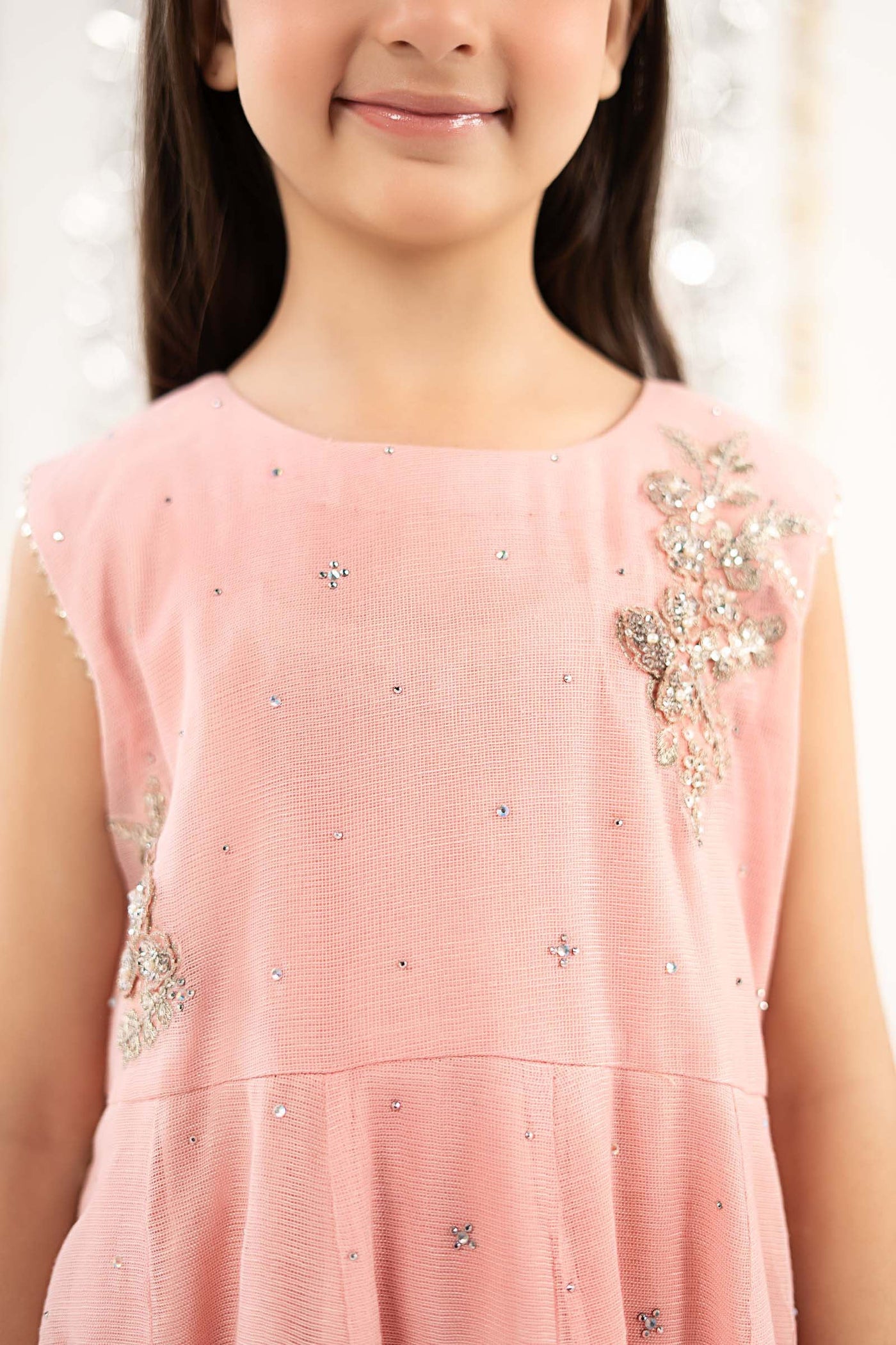 2 Piece Embroidered Cotton Net Suit