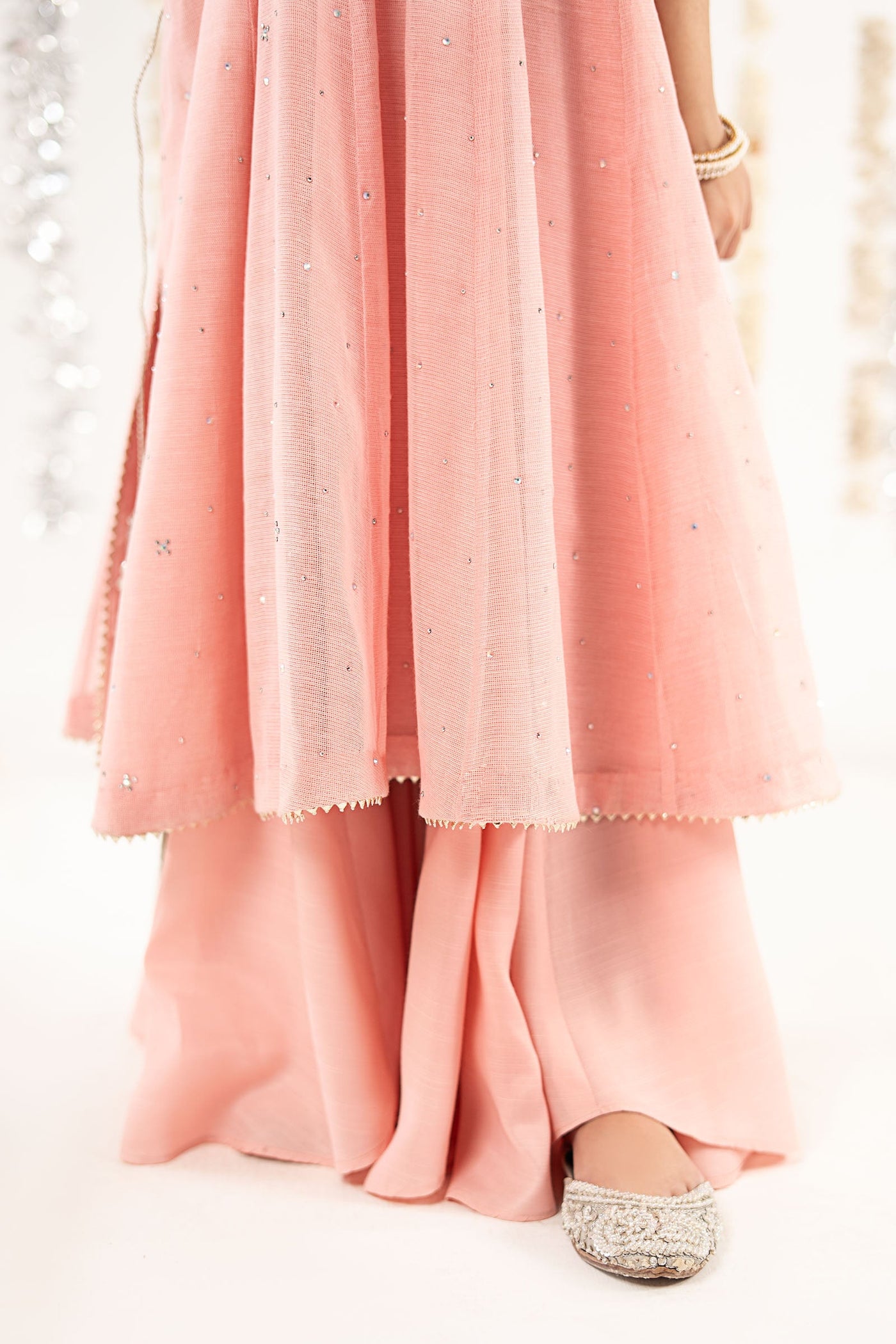 2 Piece Embroidered Cotton Net Suit