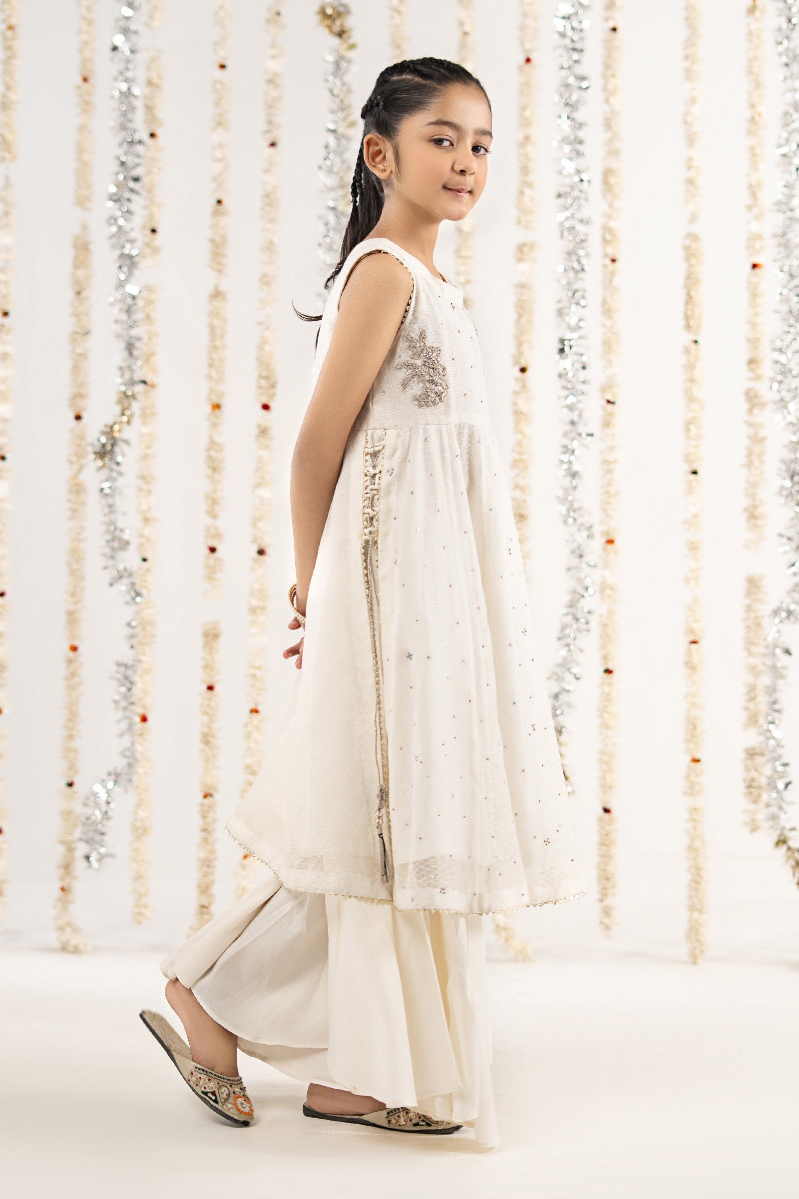 2 Piece Embroidered Cotton Net Suit