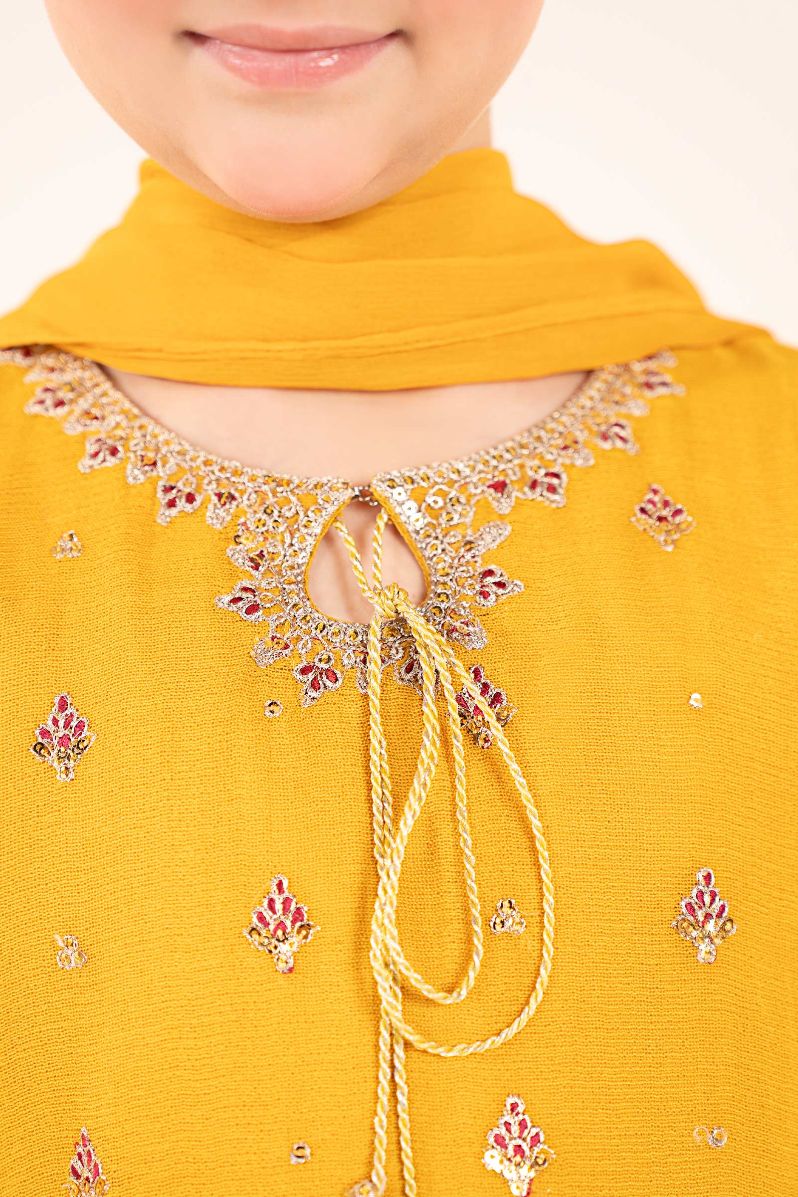 3 Piece Embroidered Cotton Net Suit