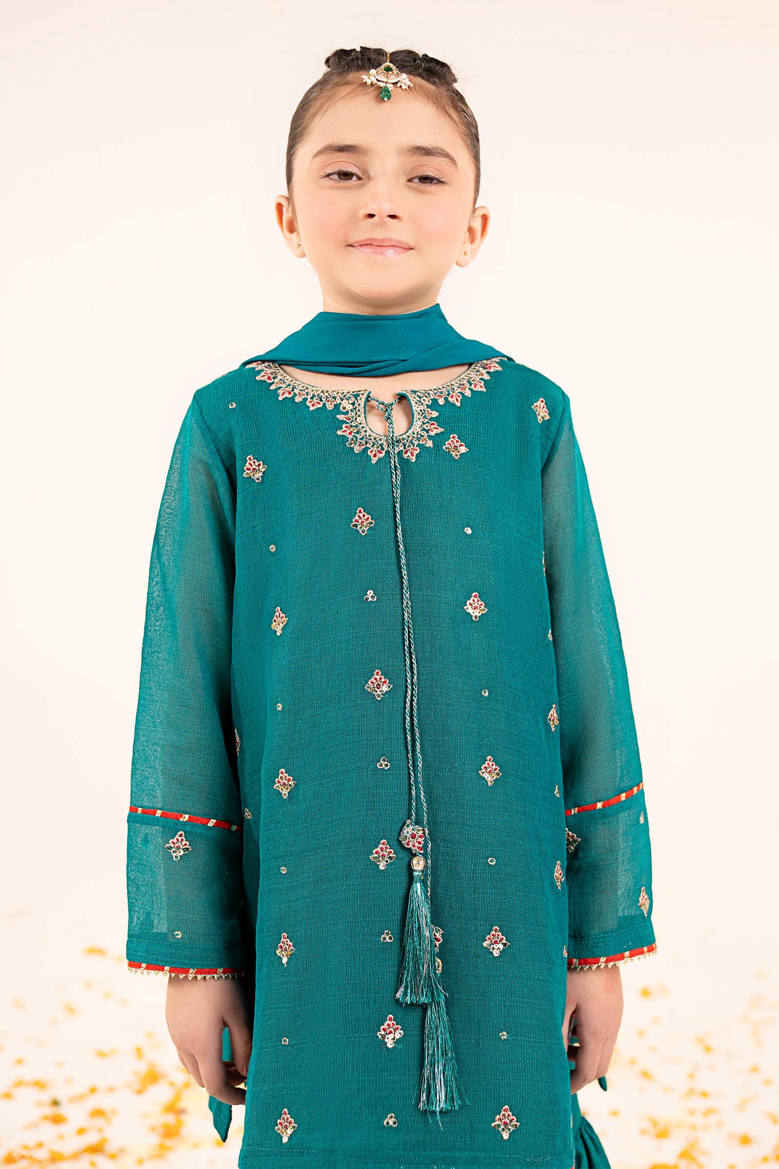 3 Piece Embroidered Cotton Net Suit