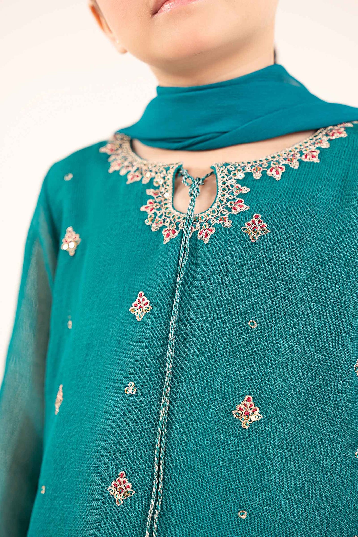 3 Piece Embroidered Cotton Net Suit
