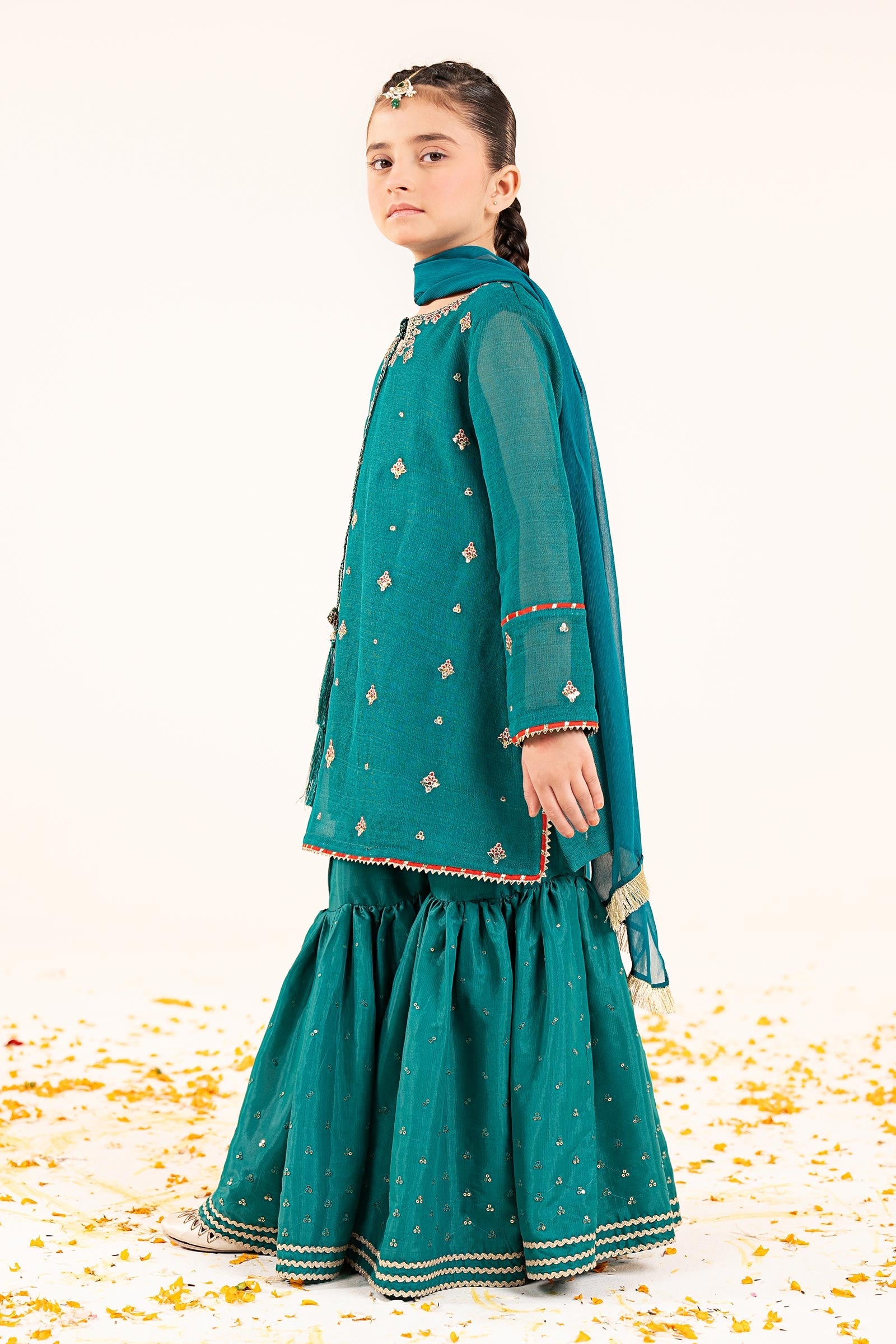 3 Piece Embroidered Cotton Net Suit