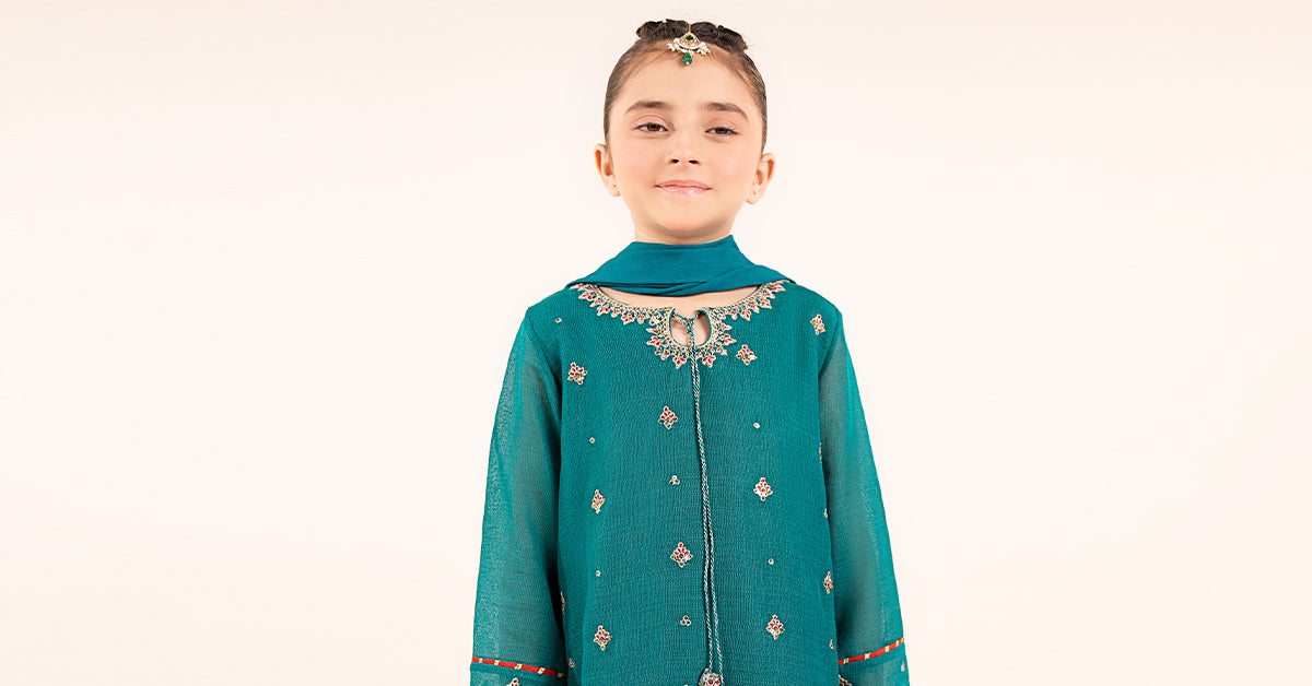 3 Piece Embroidered Cotton Net Suit