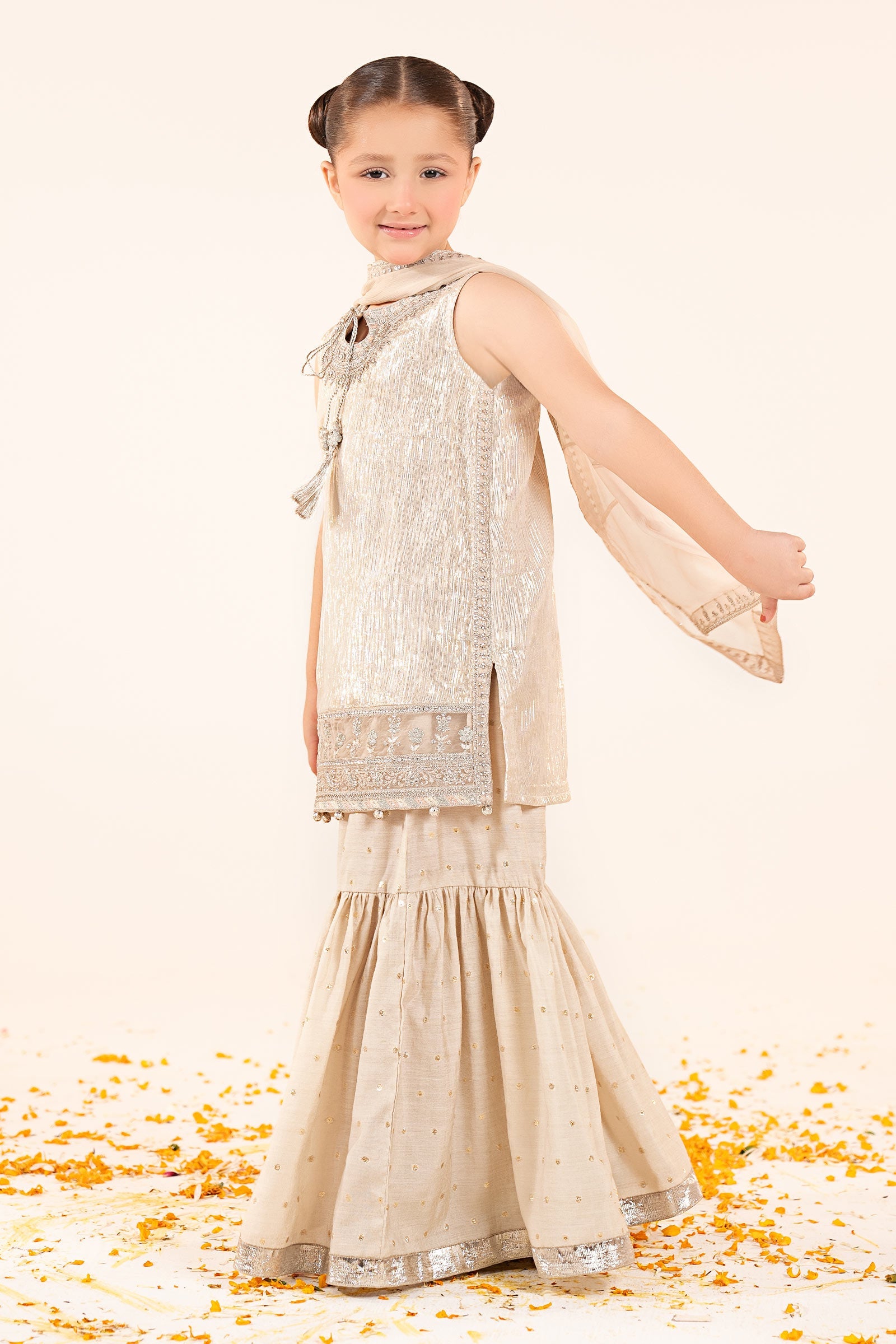 3 Piece Embroidered Shimmer Silk Suit