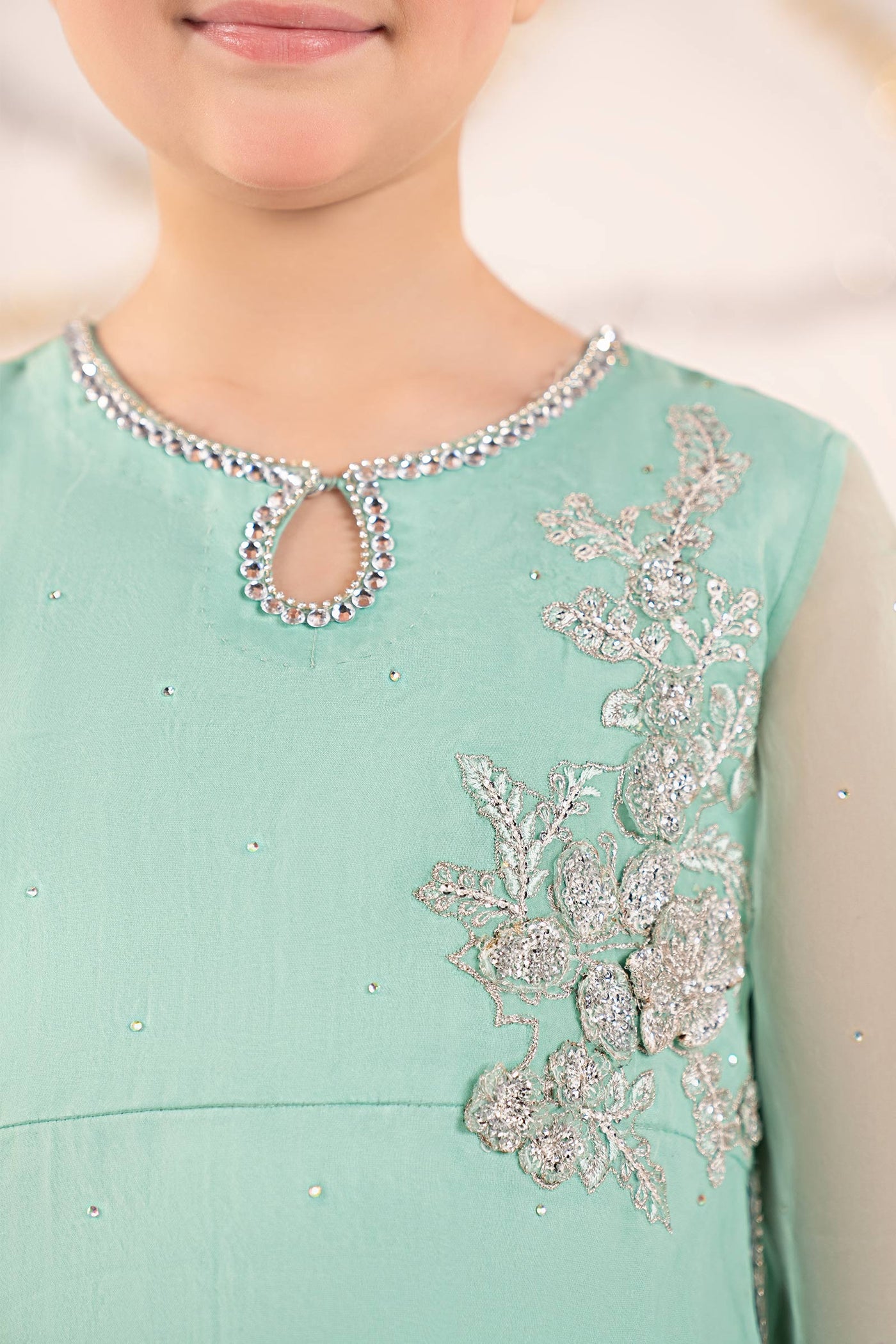 2 Piece Embroidered Organza Suit
