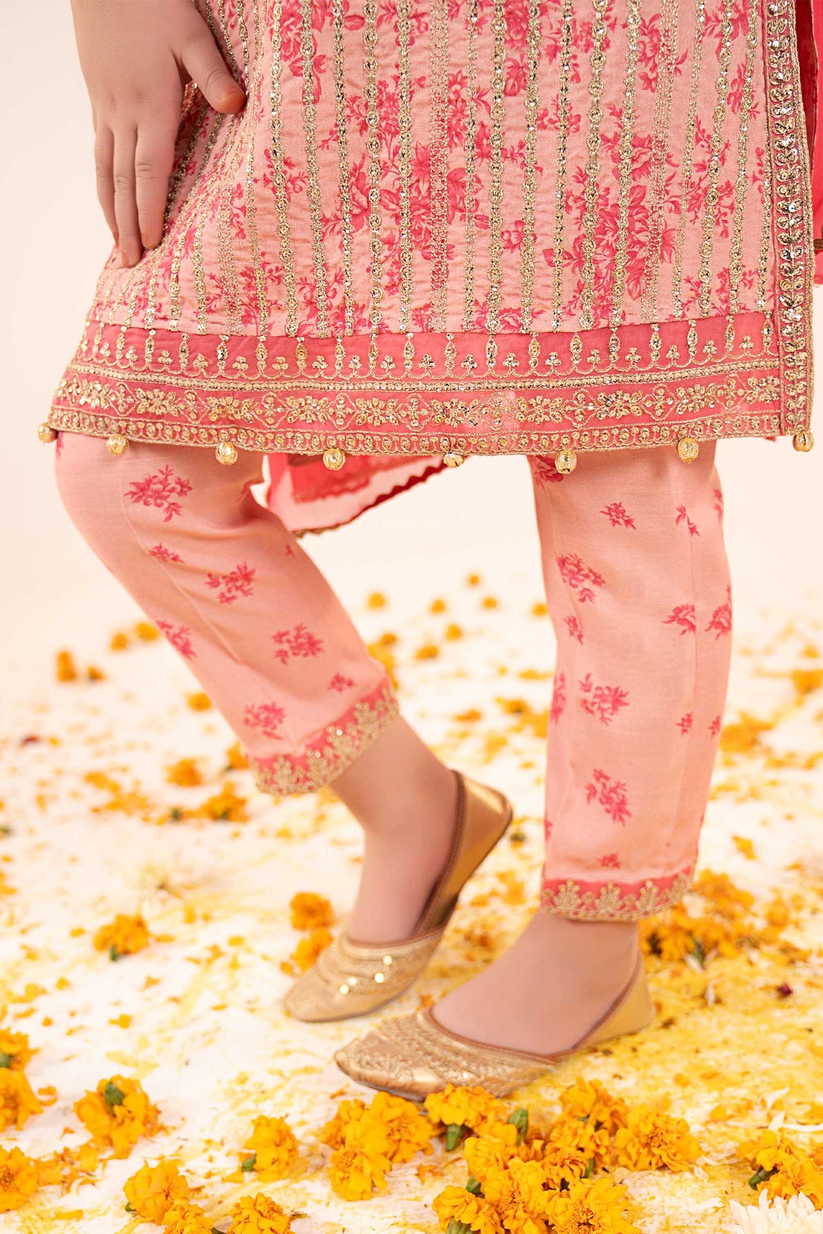 3 Piece Embroidered Raw Silk Suit