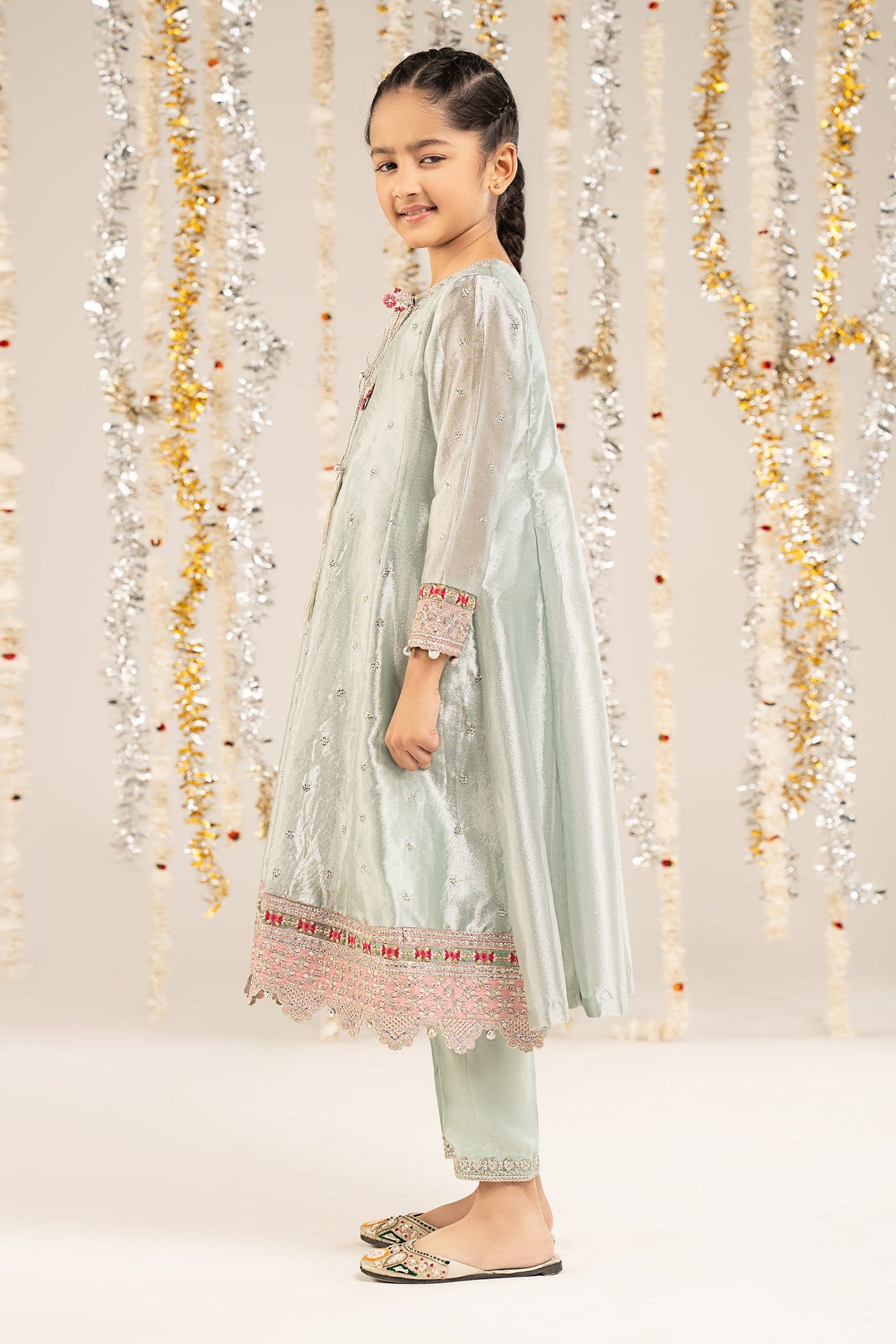 2 Piece Embroidered Tissue Suit