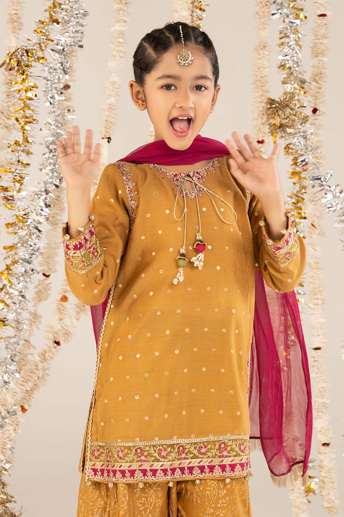 3 Piece Embroidered Lurex Jacquard Suit