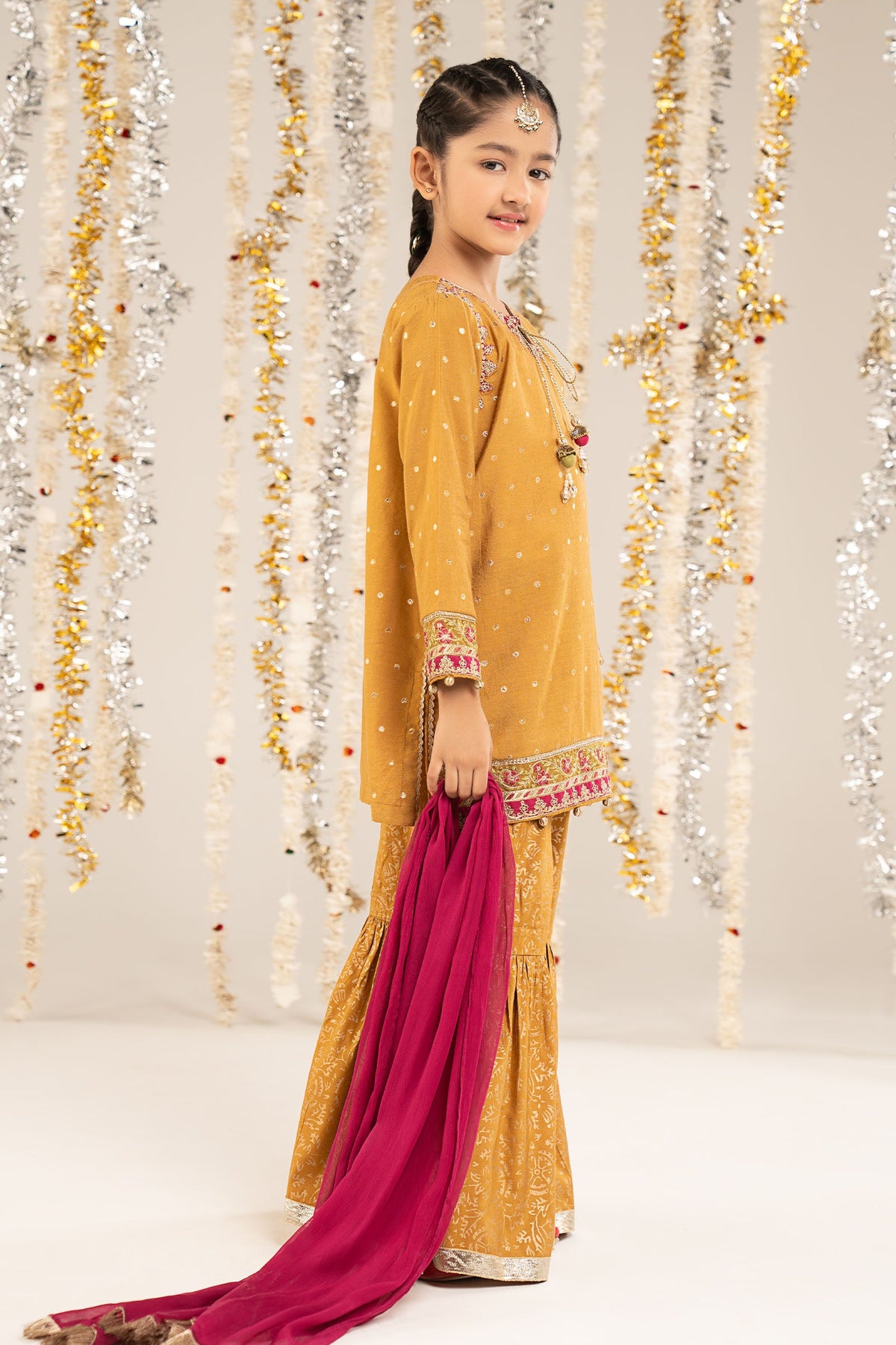 3 Piece Embroidered Lurex Jacquard Suit
