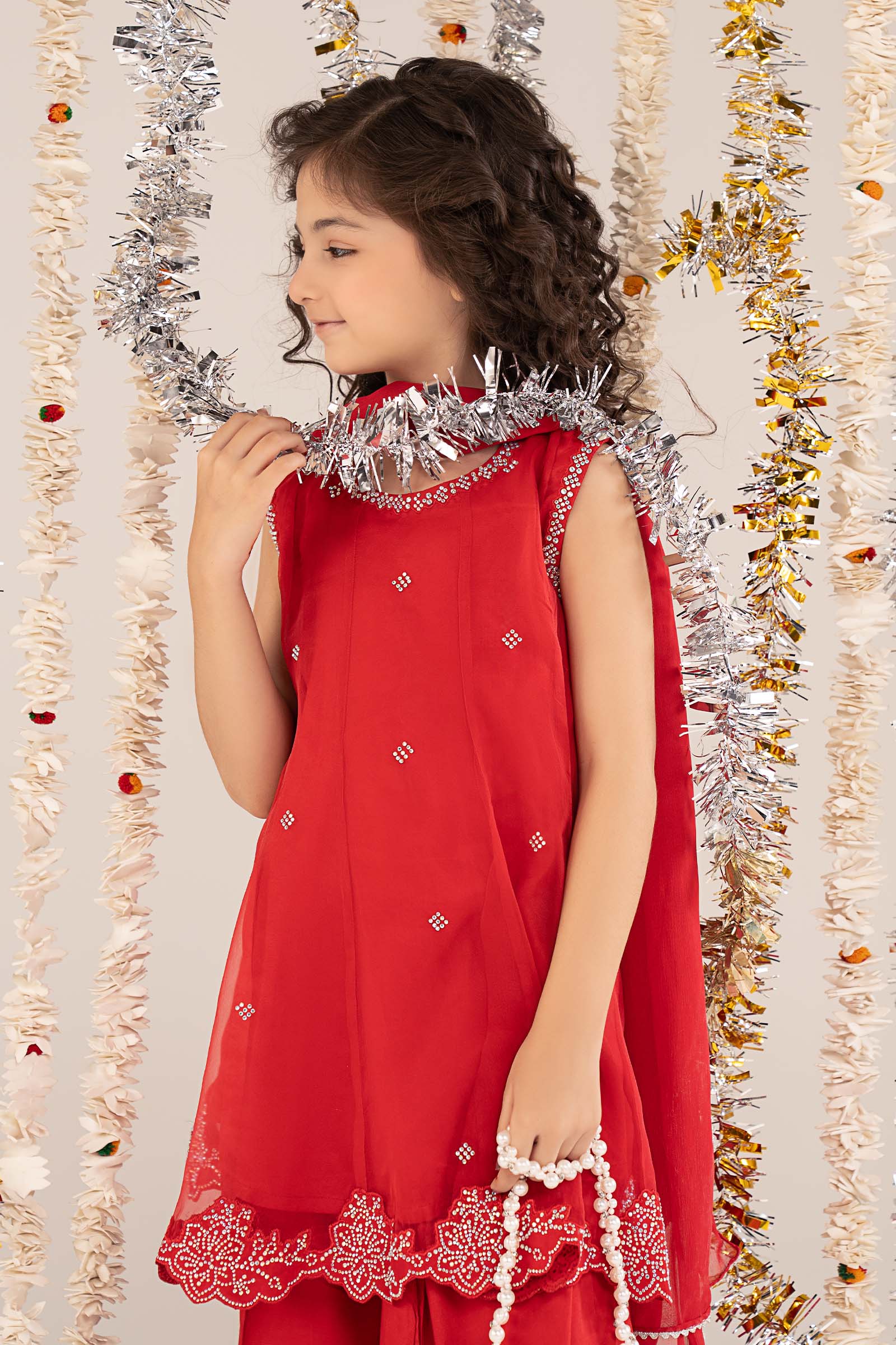 3 Piece Embellished Organza Suit