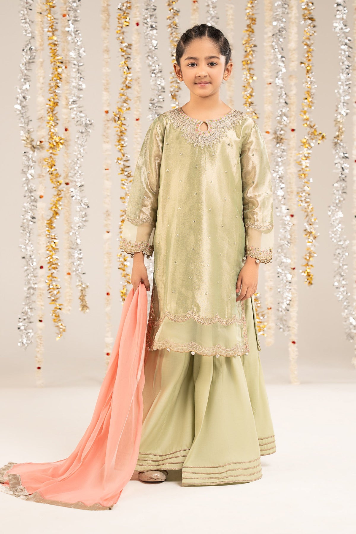 3 Piece Embroidered Tissue Suit