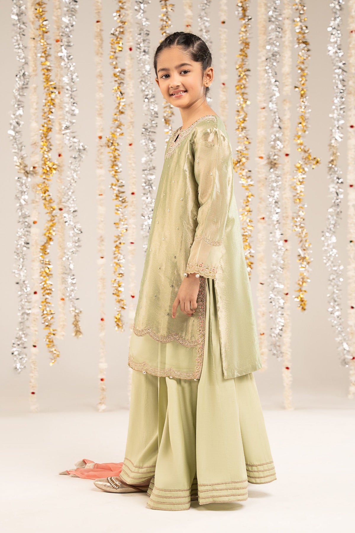 3 Piece Embroidered Tissue Suit
